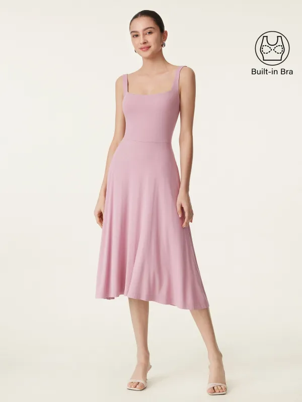 Square Neck Flowy New Airy Brami Midi Dress sold by OGLmove