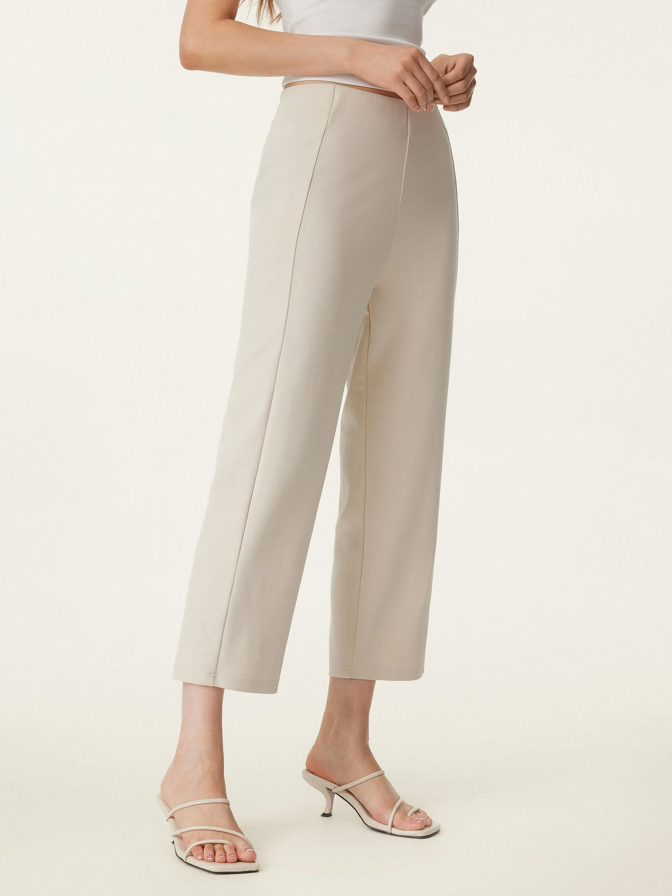 High Rise Pull-on Cropped Straight Leg Pant sold by ogl move