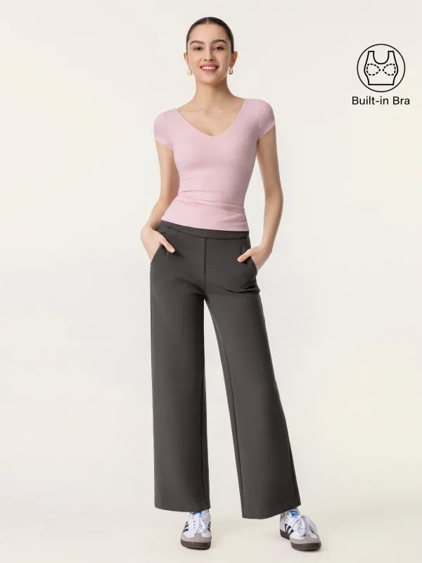 2Pcs Set V-neck Brami & Mid Rise Pull-on Straight Leg Pant sold by ogl move