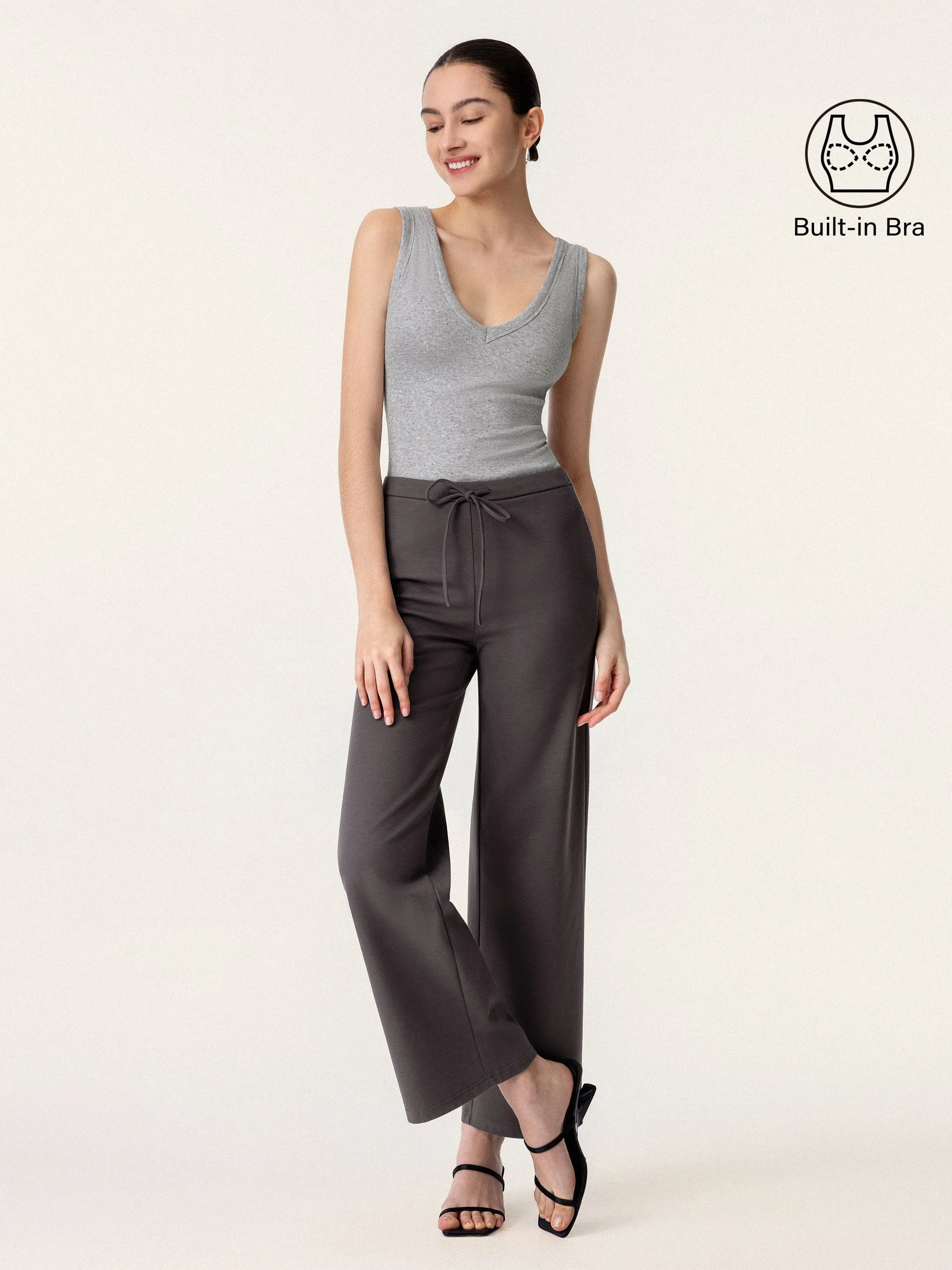 2Pcs Set V-neck Brami Tank & Mid Rise Wide Leg Pant sold by ogl move