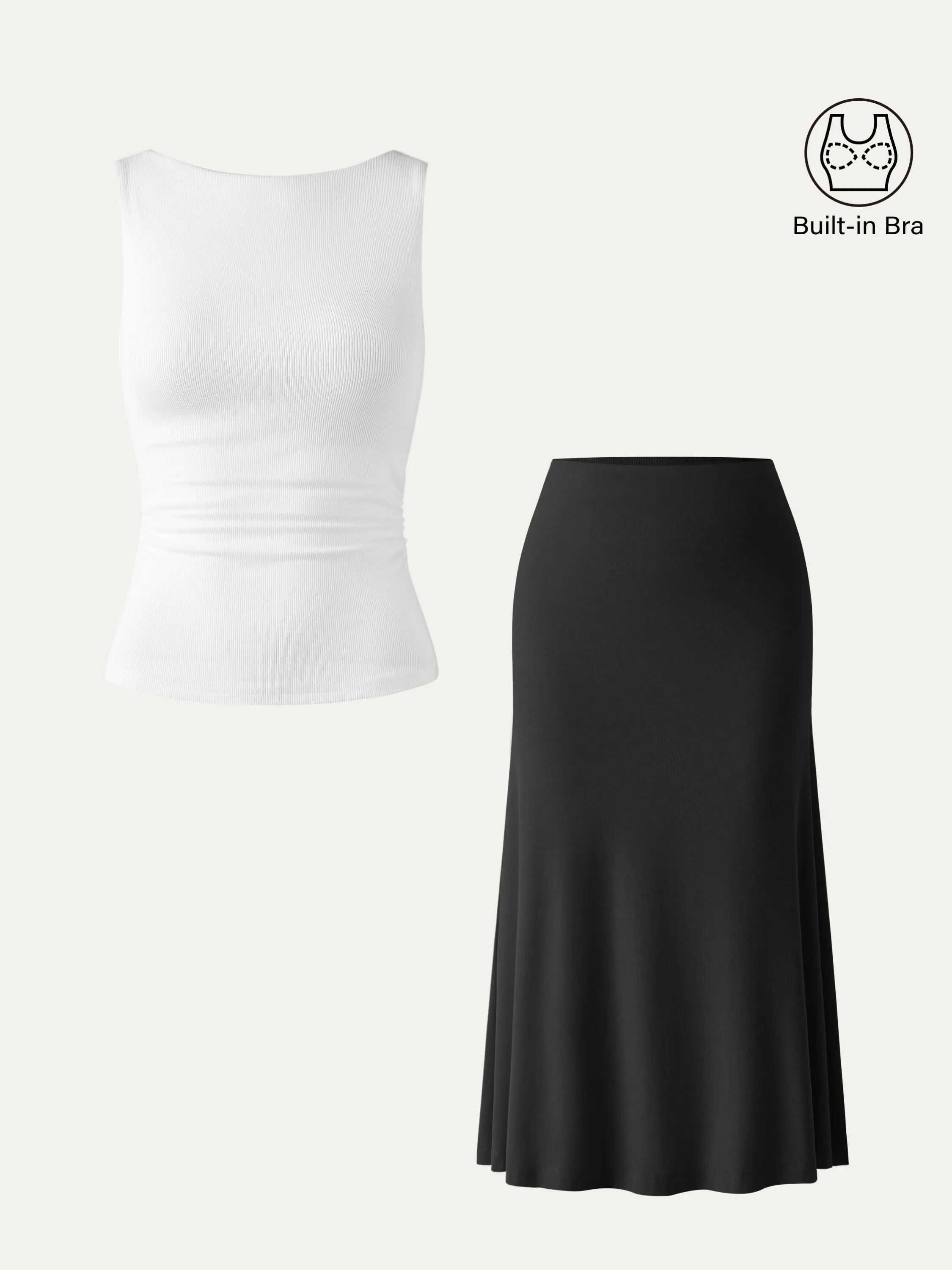 2Pcs Set Open-Back Brami Tank & Breezy Pull-on Midi Skirt sold by ogl move product image thumbnail 4