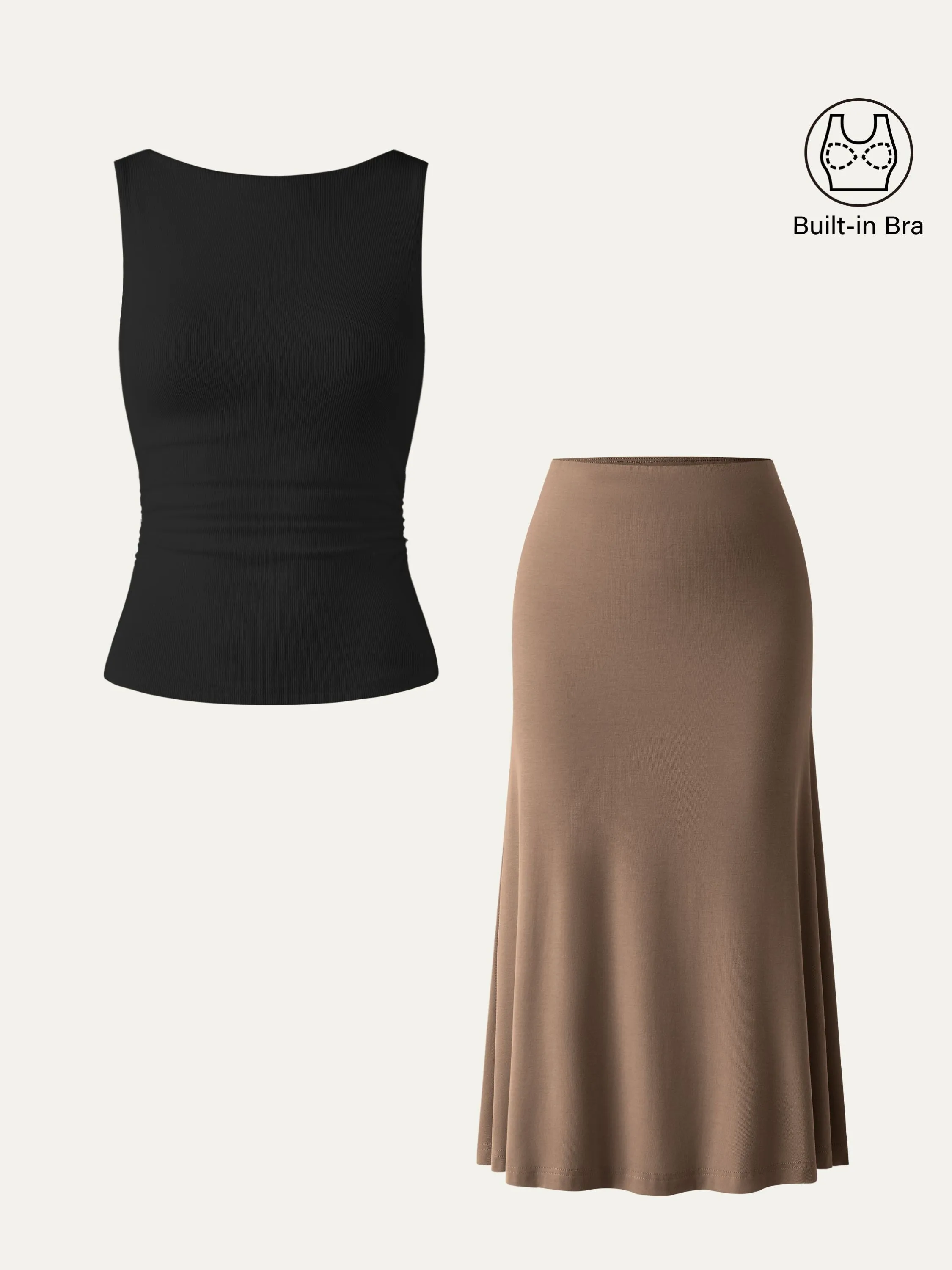 2Pcs Set Open-Back Brami Tank & Breezy Pull-on Midi Skirt sold by ogl move product image thumbnail 5