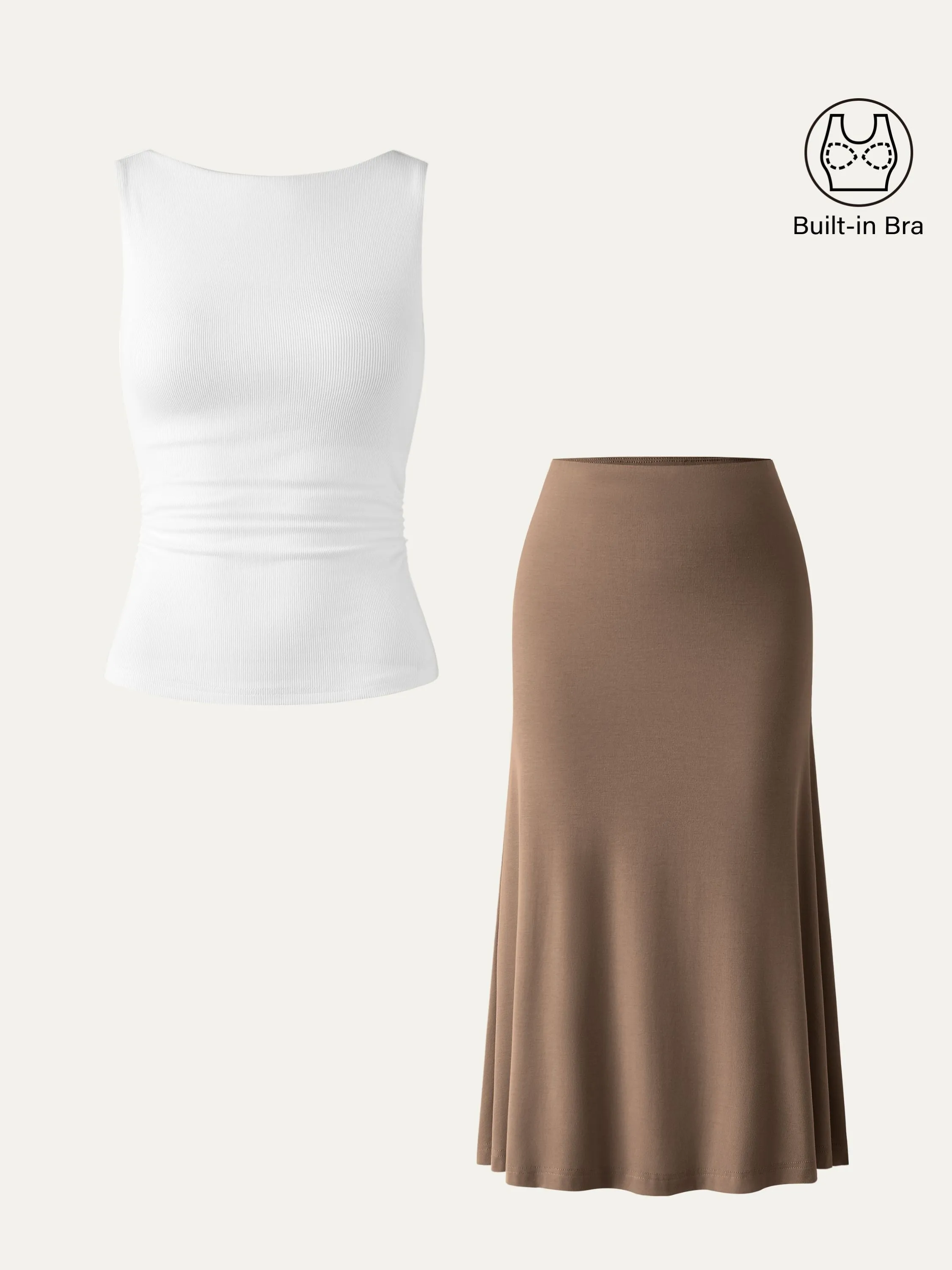 2Pcs Set Open-Back Brami Tank & Breezy Pull-on Midi Skirt sold by ogl move product image thumbnail 3