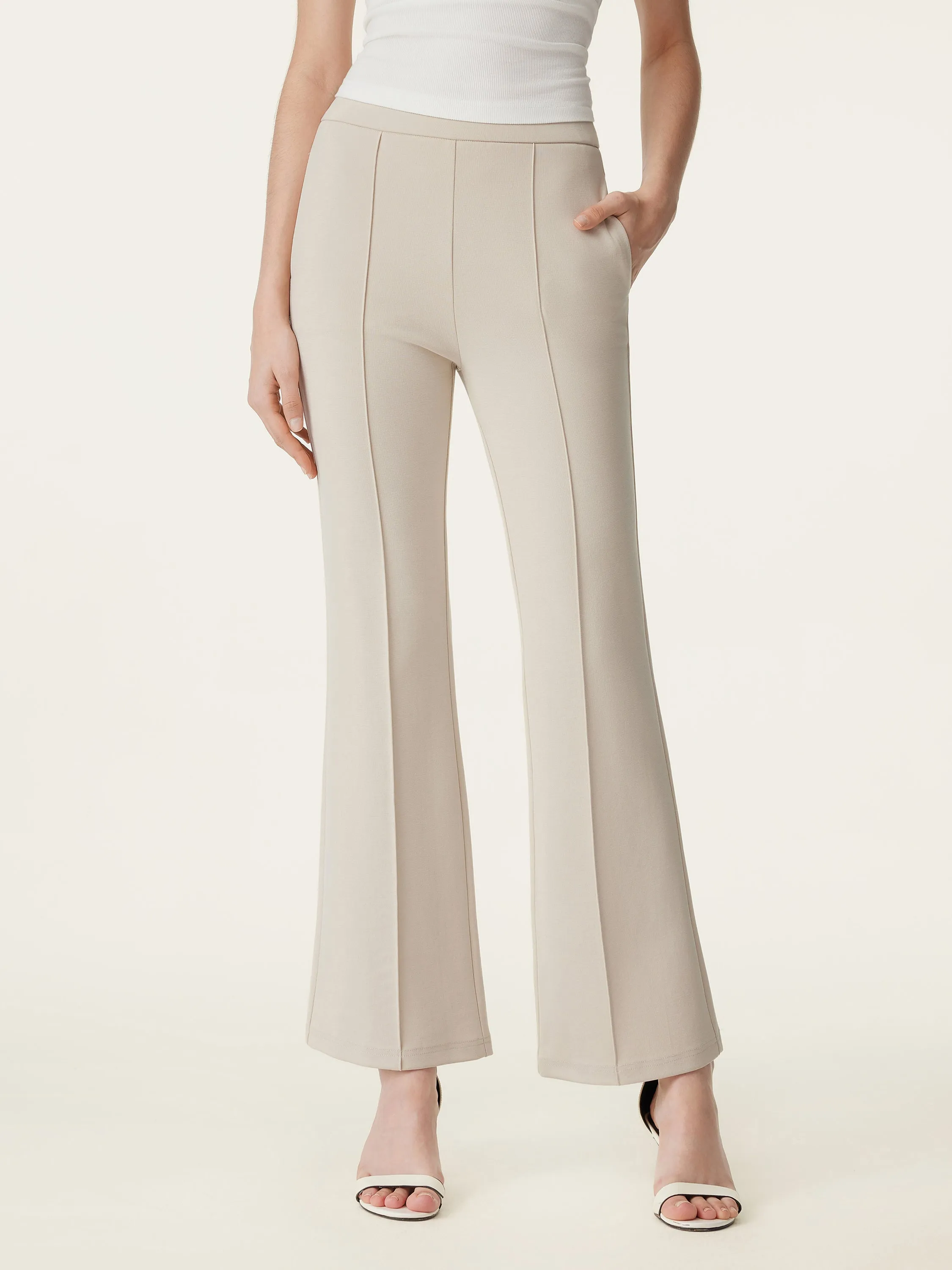2Pcs Set Boat Neck Ruched Brami & Mid Rise Pull-on Flare Pant sold by ogl move product image thumbnail 5