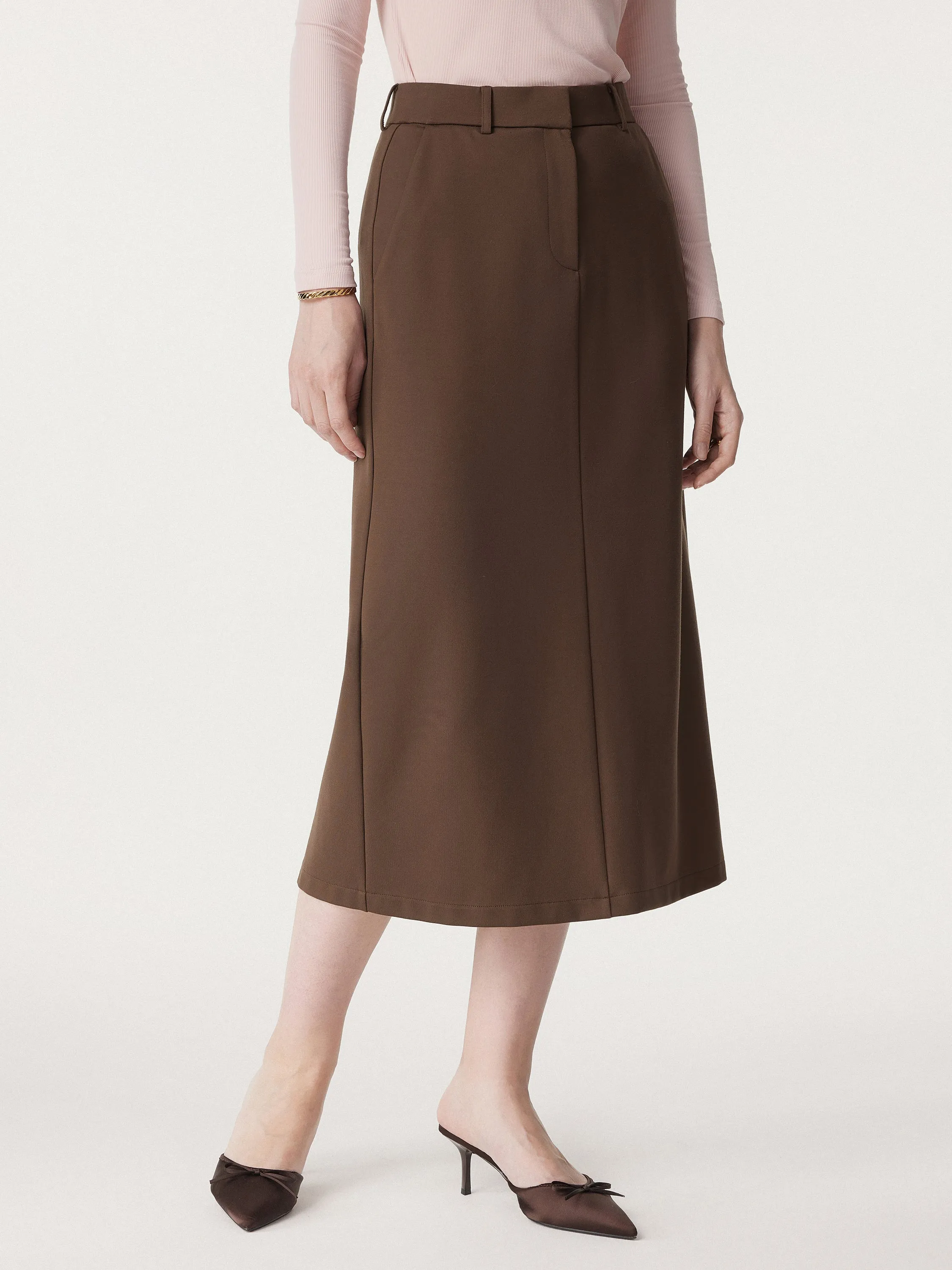 High Rise Midi Ponte Skirt with Pockets sold by ogl move product image thumbnail 5