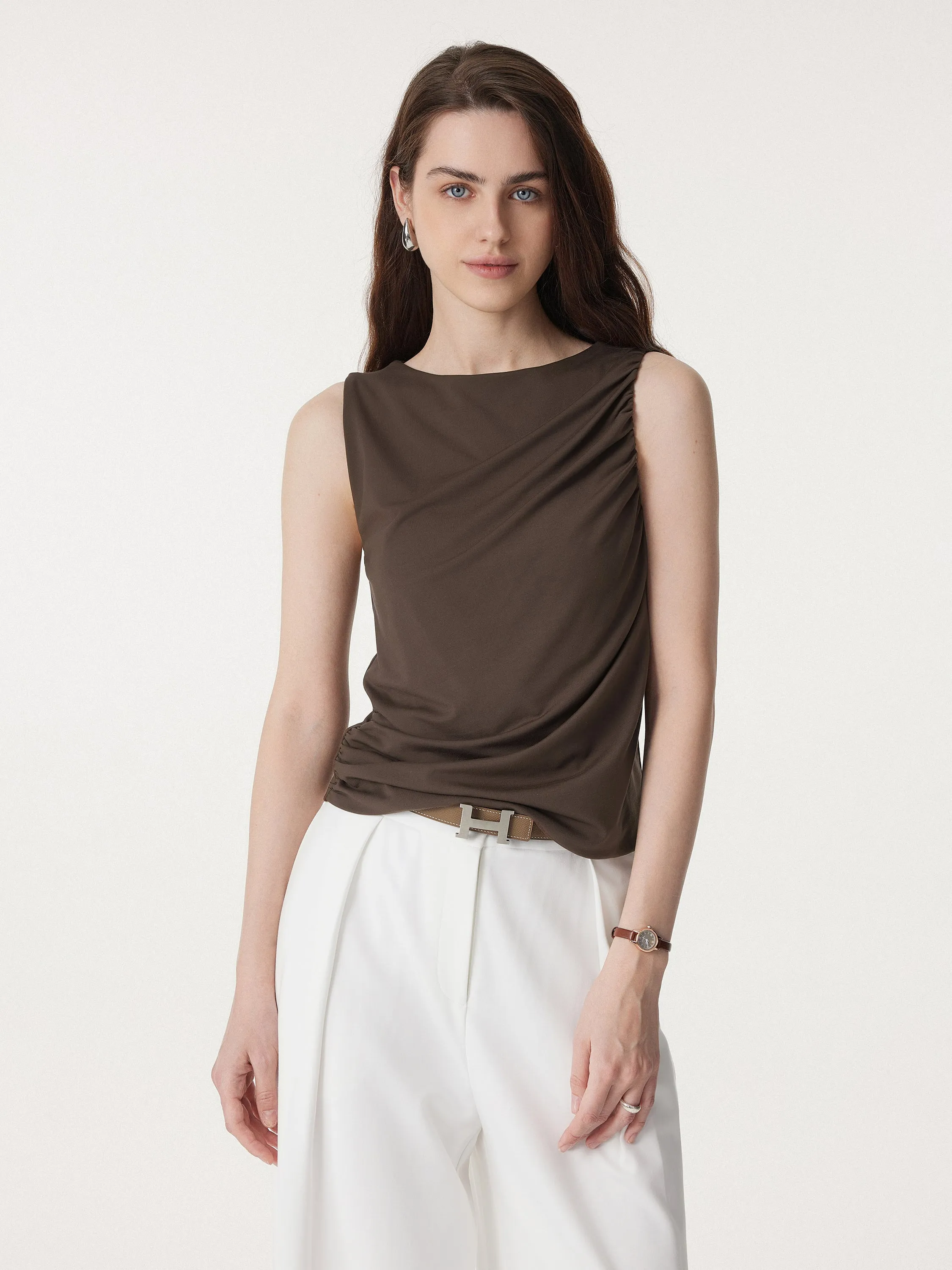 Modern Crewneck Ruched Tank sold by ogl move product image thumbnail 4