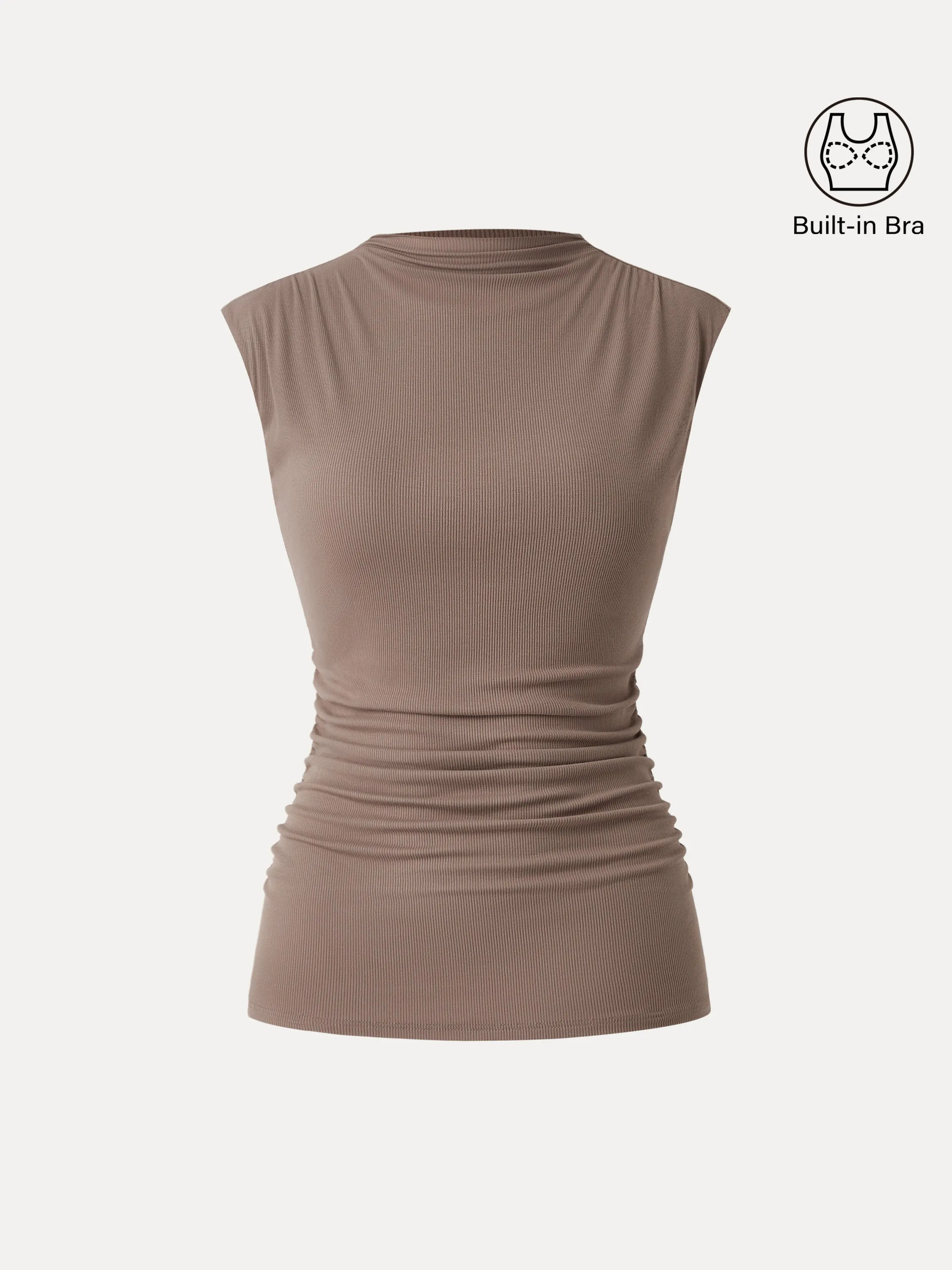 Mockneck Ruched New Airy Brami Long Tank sold by ogl move product image thumbnail 2