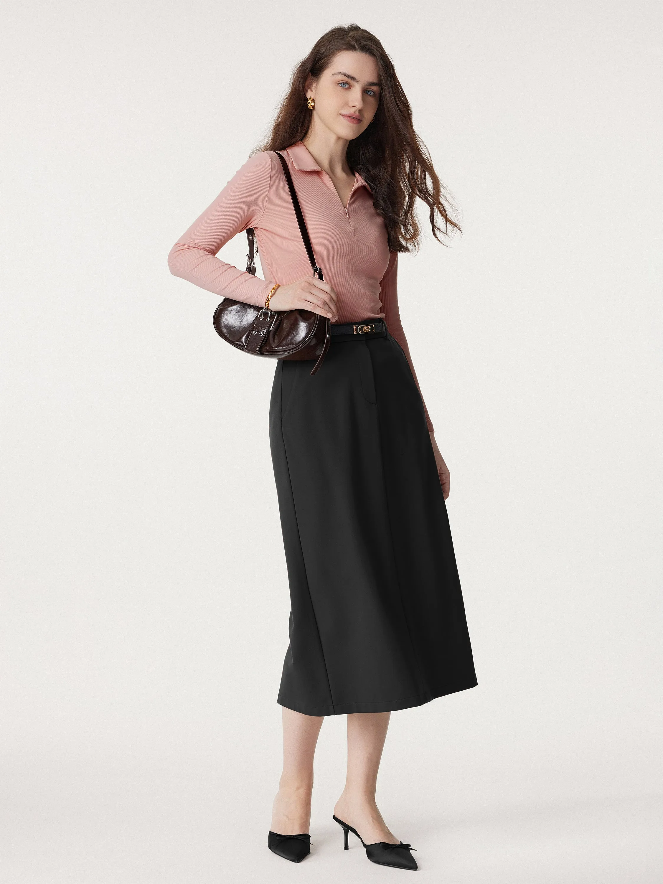 Polo Neck Long Sleeve Zippered Top sold by ogl move product image thumbnail 3