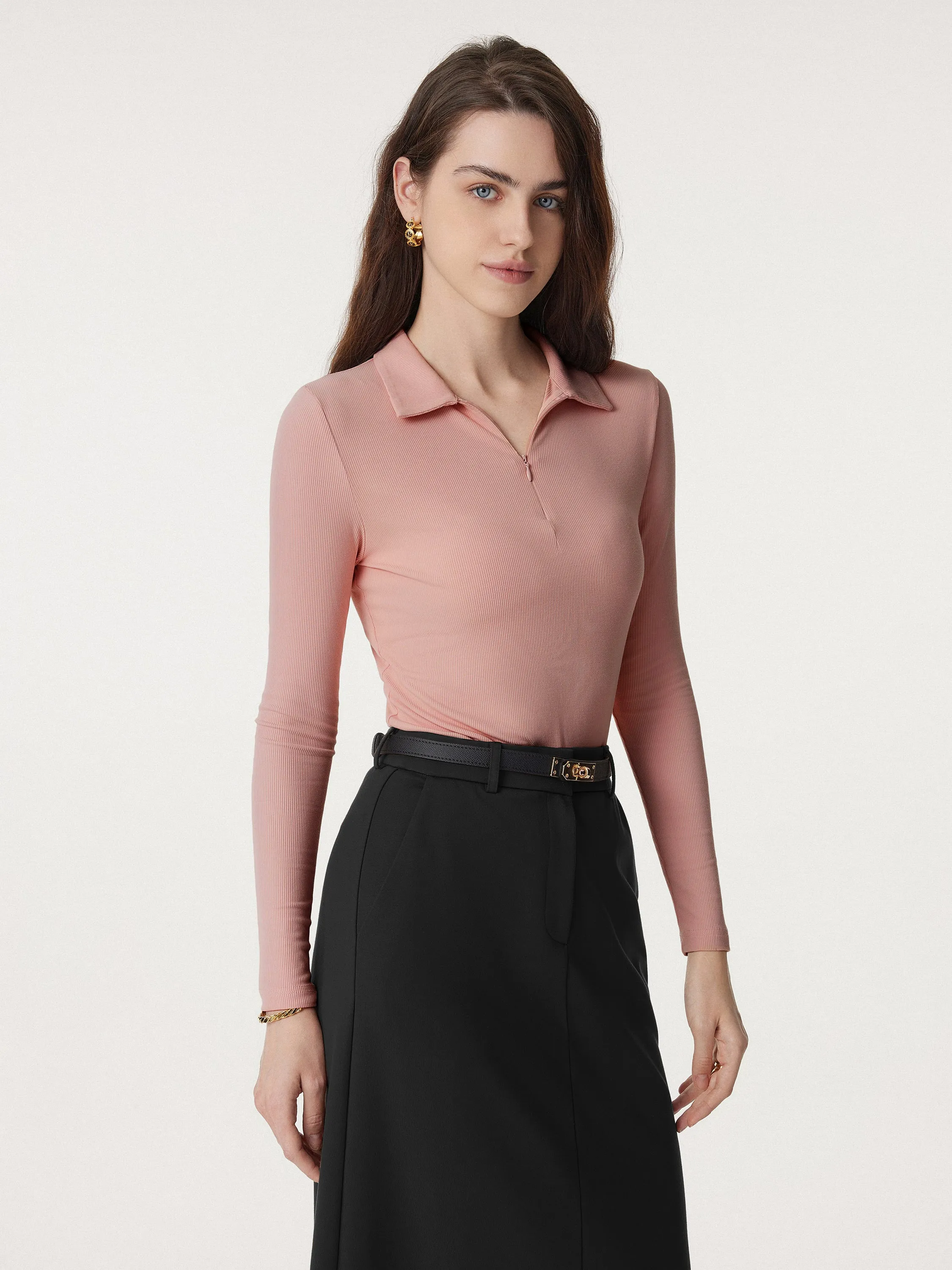 Polo Neck Long Sleeve Zippered Top sold by ogl move product image thumbnail 5