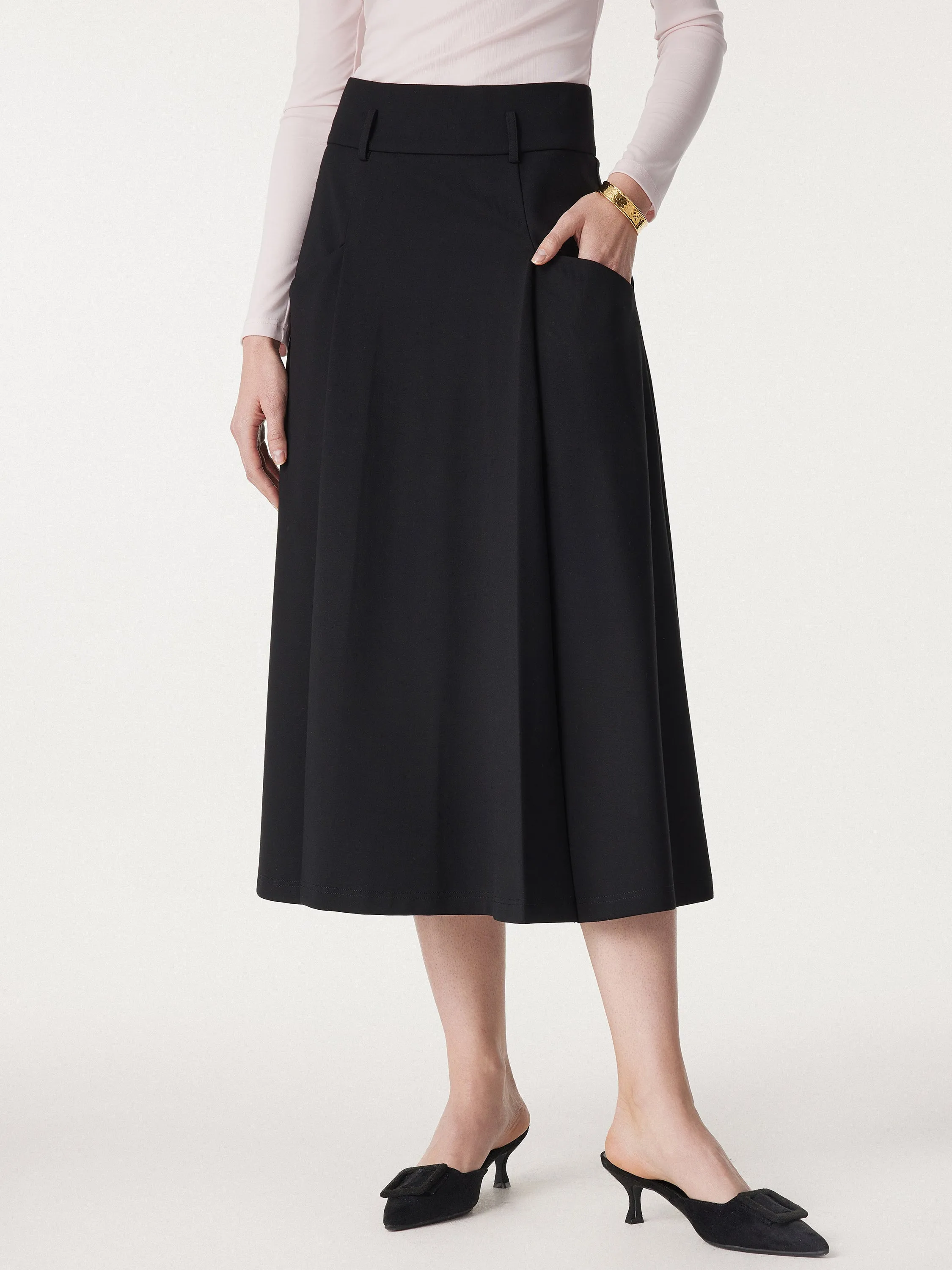 Fluid Midi Circle Skirt with Pockets sold by ogl move product image thumbnail 3