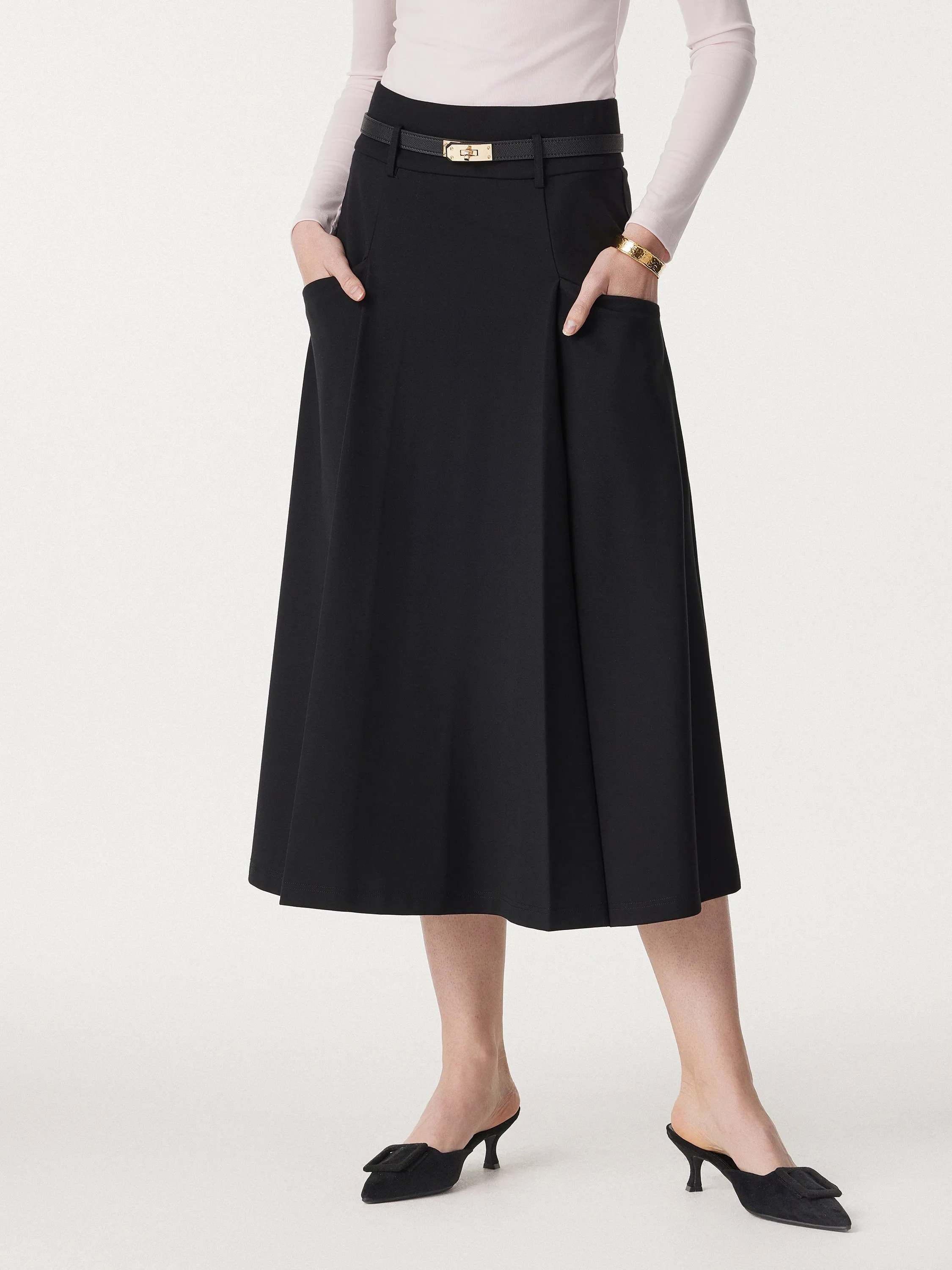 Fluid Midi Circle Skirt with Pockets sold by ogl move product image thumbnail 4