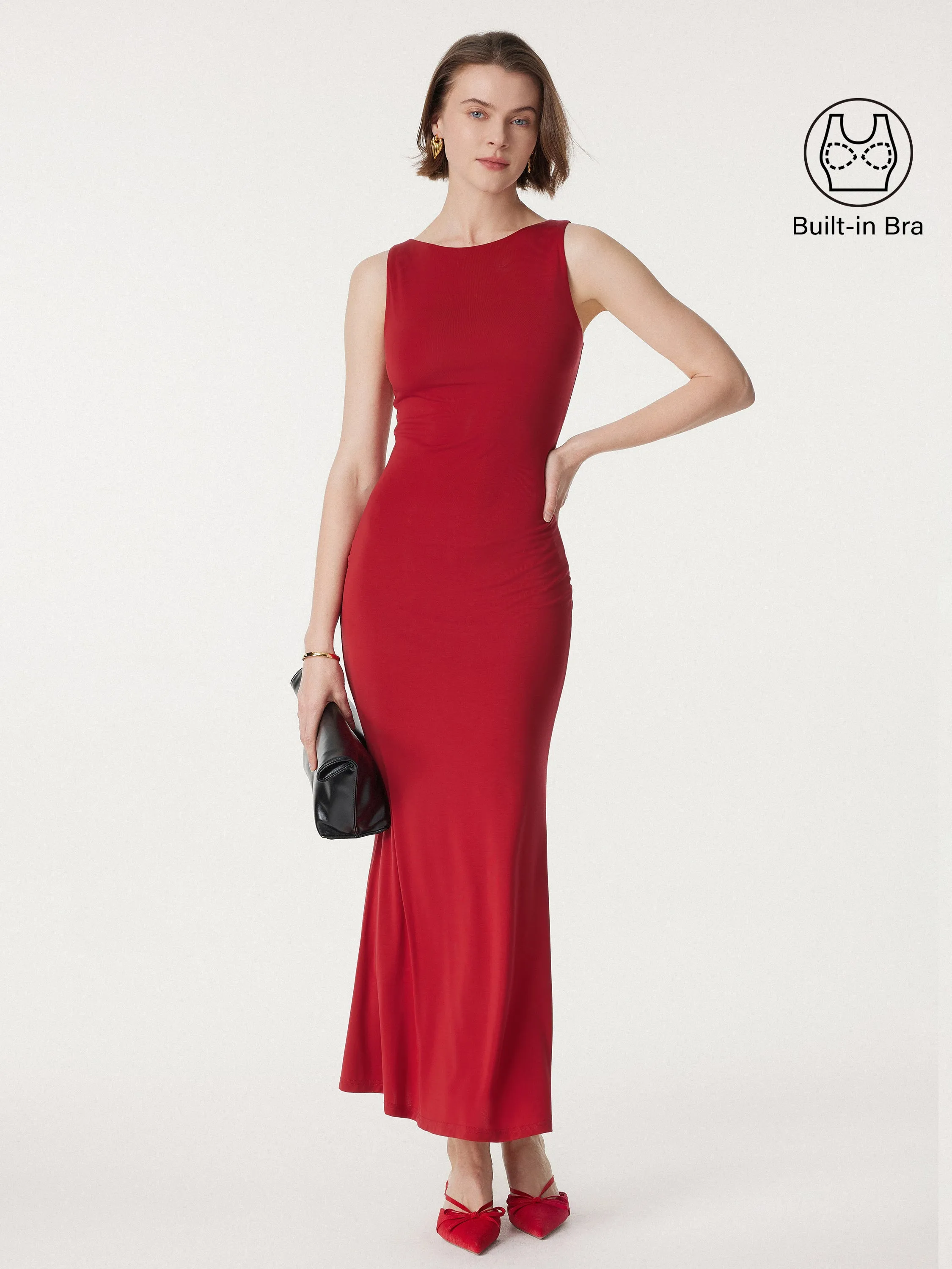 Effortless Boatneck Mermaid Maxi Dress sold by OGLmove product image thumbnail 3