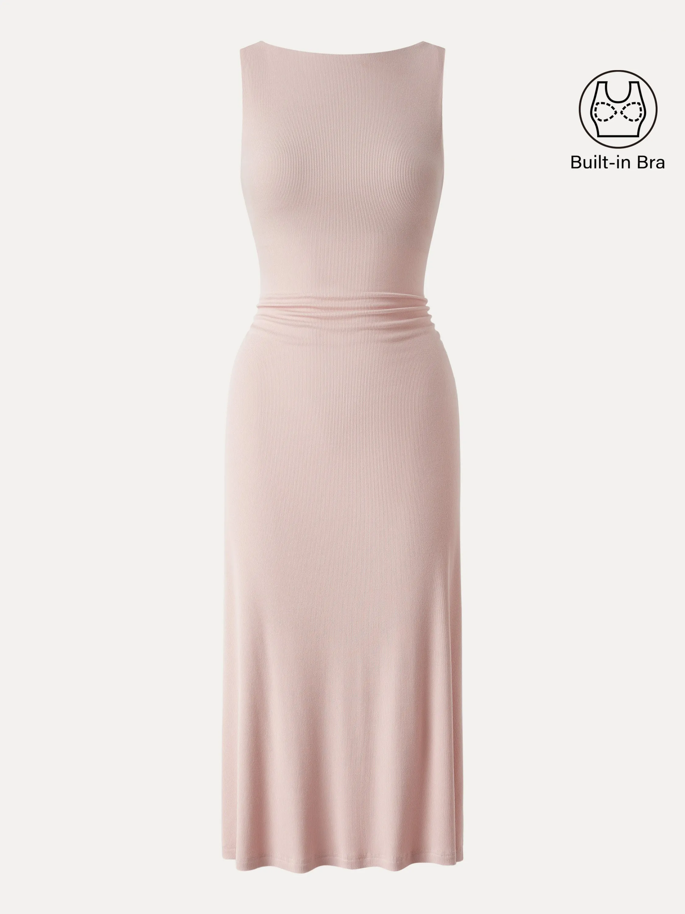Boatneck Side Ruched New Airy Brami Midi Dress sold by ogl move product image thumbnail 3