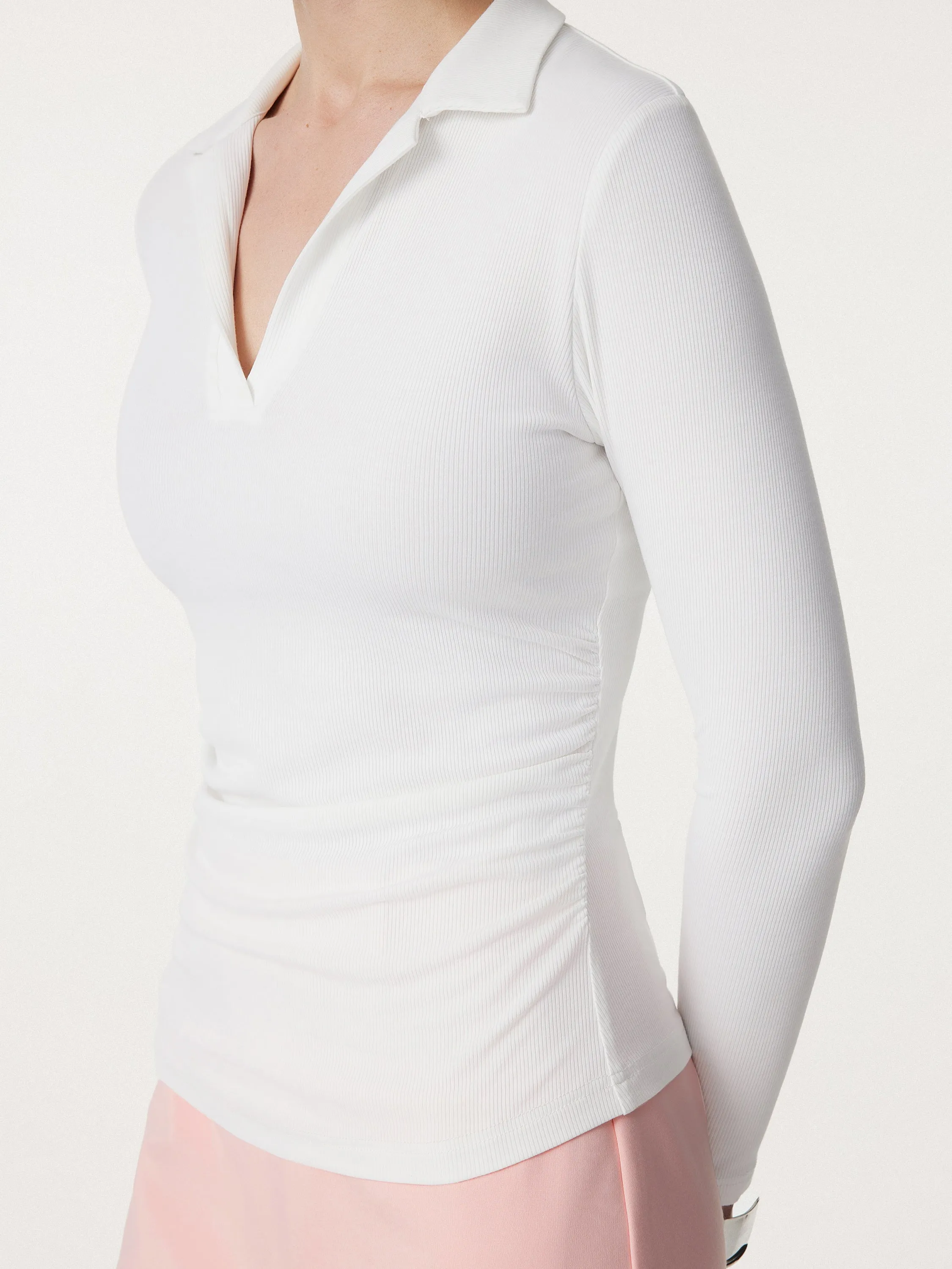 Polo Neck Ribbed Side Ruching Brami Top sold by ogl move product image thumbnail 4