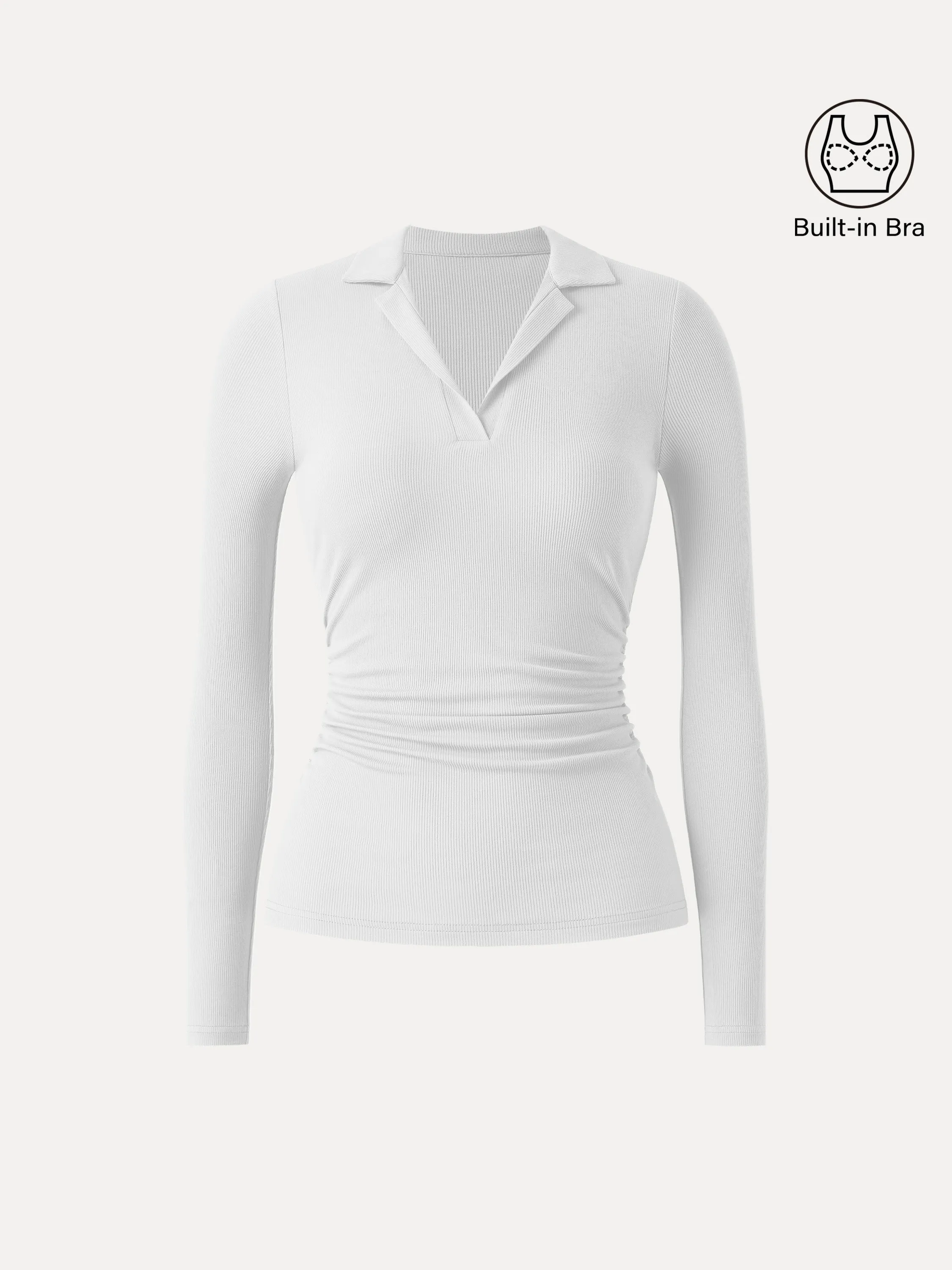 Polo Neck Ribbed Side Ruching Brami Top sold by ogl move product image thumbnail 2