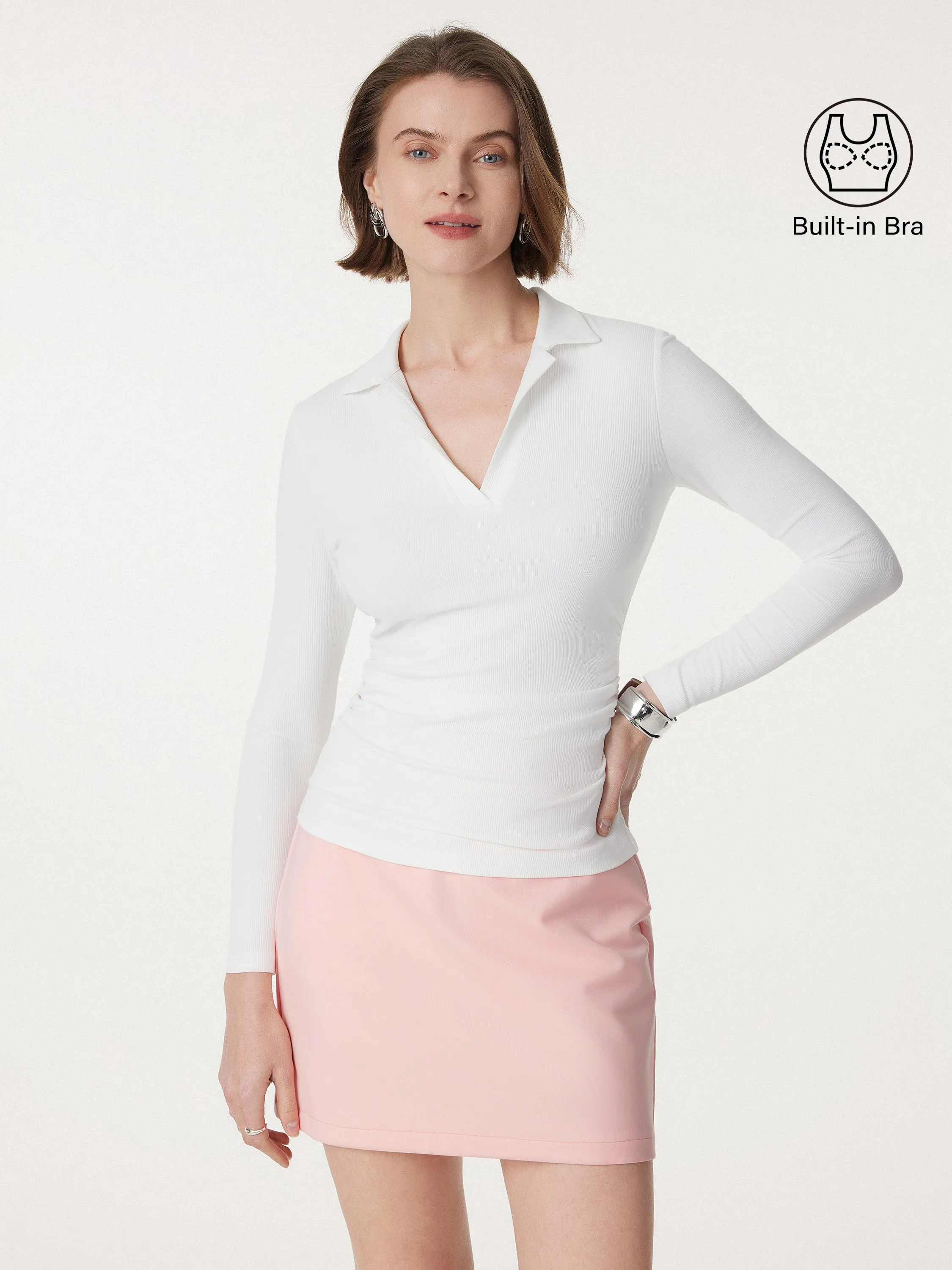 Polo Neck Ribbed Side Ruching Brami Top sold by ogl move