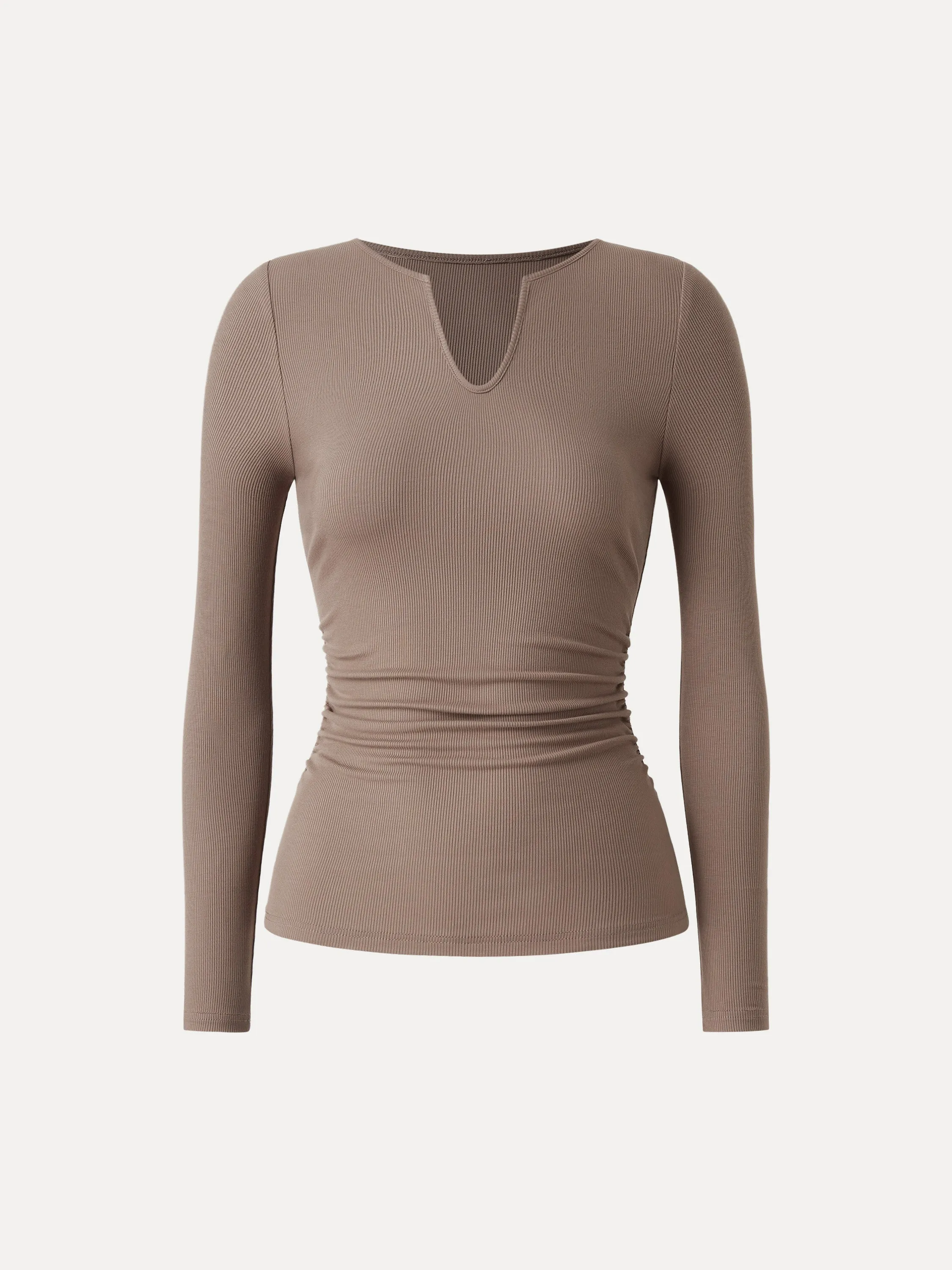 V-neck Side Ruched Long Sleeve Top sold by ogl move product image thumbnail 2