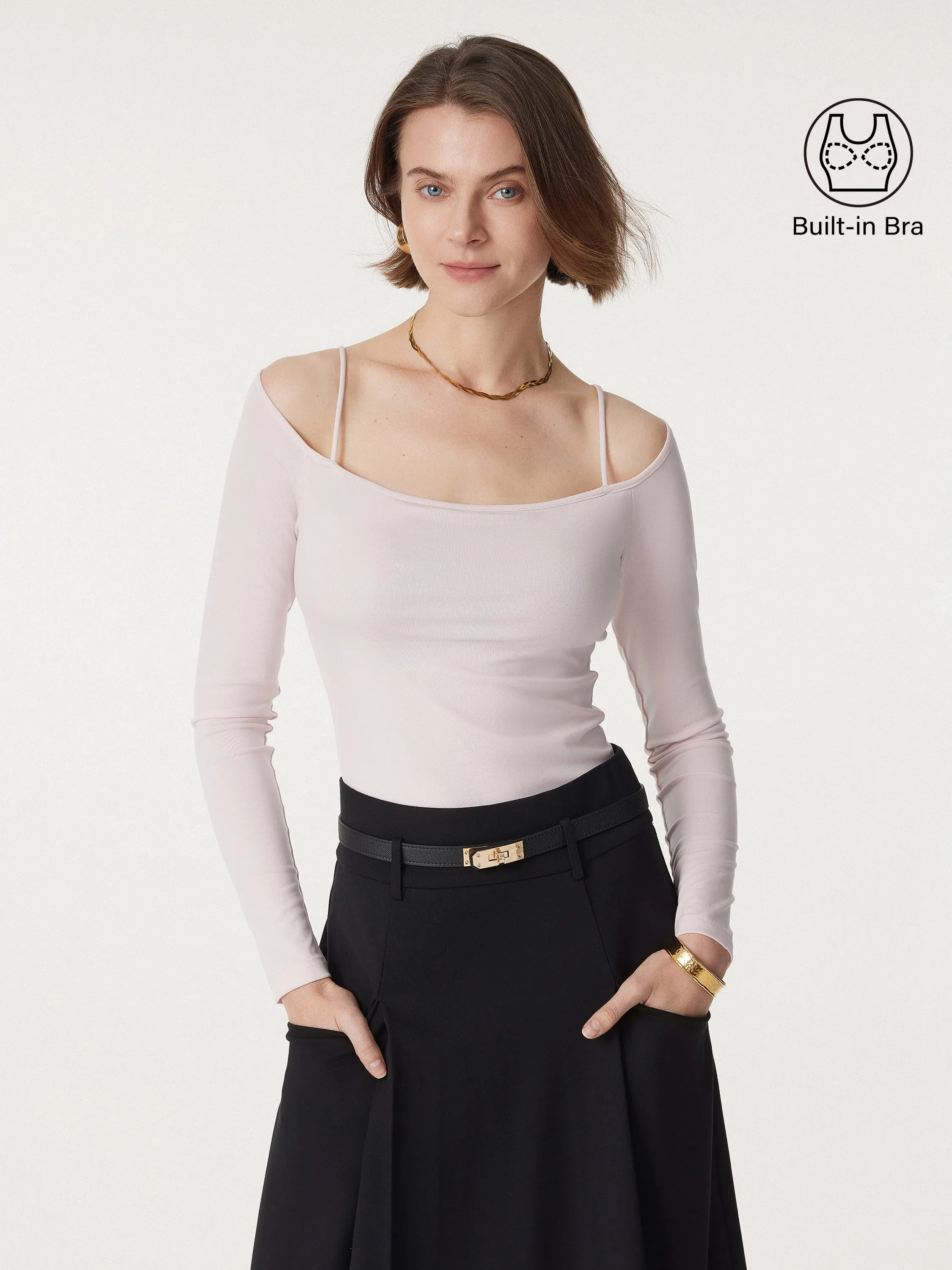 Non-sheer Off Shoulder New Airy Brami Top sold by ogl move