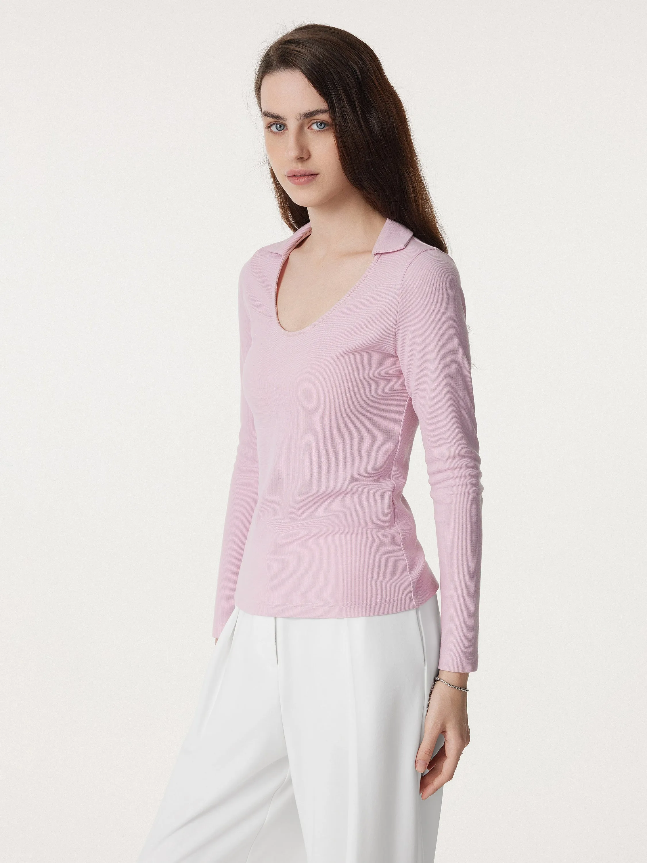 Collared Scoop Neck Long Sleeve Top sold by ogl move product image thumbnail 5