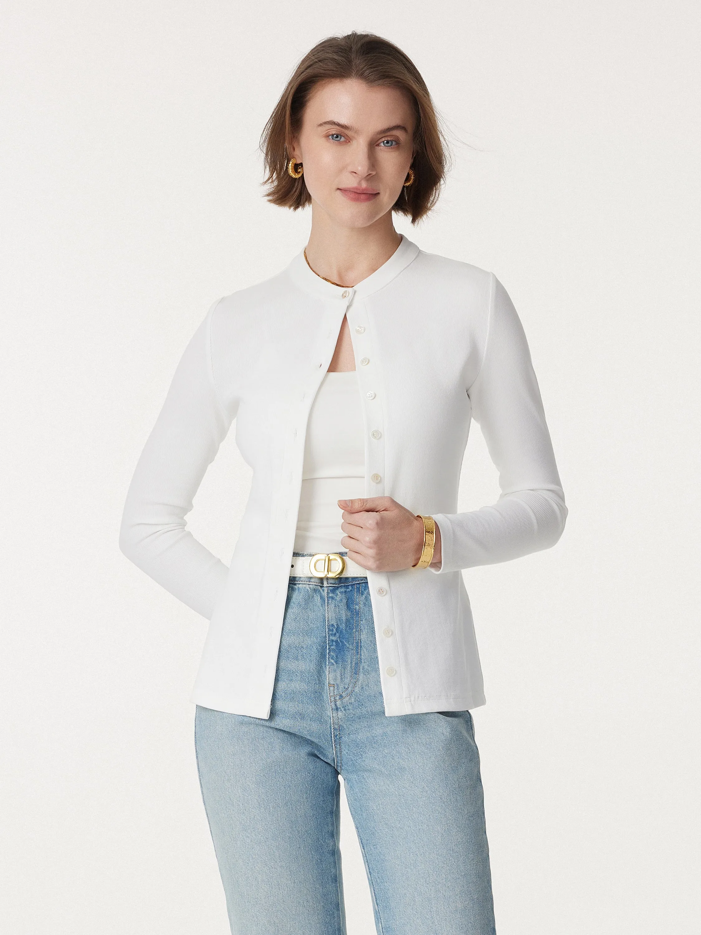 Button-up Long Sleeve Fitted Cardigan sold by ogl move product image thumbnail 3