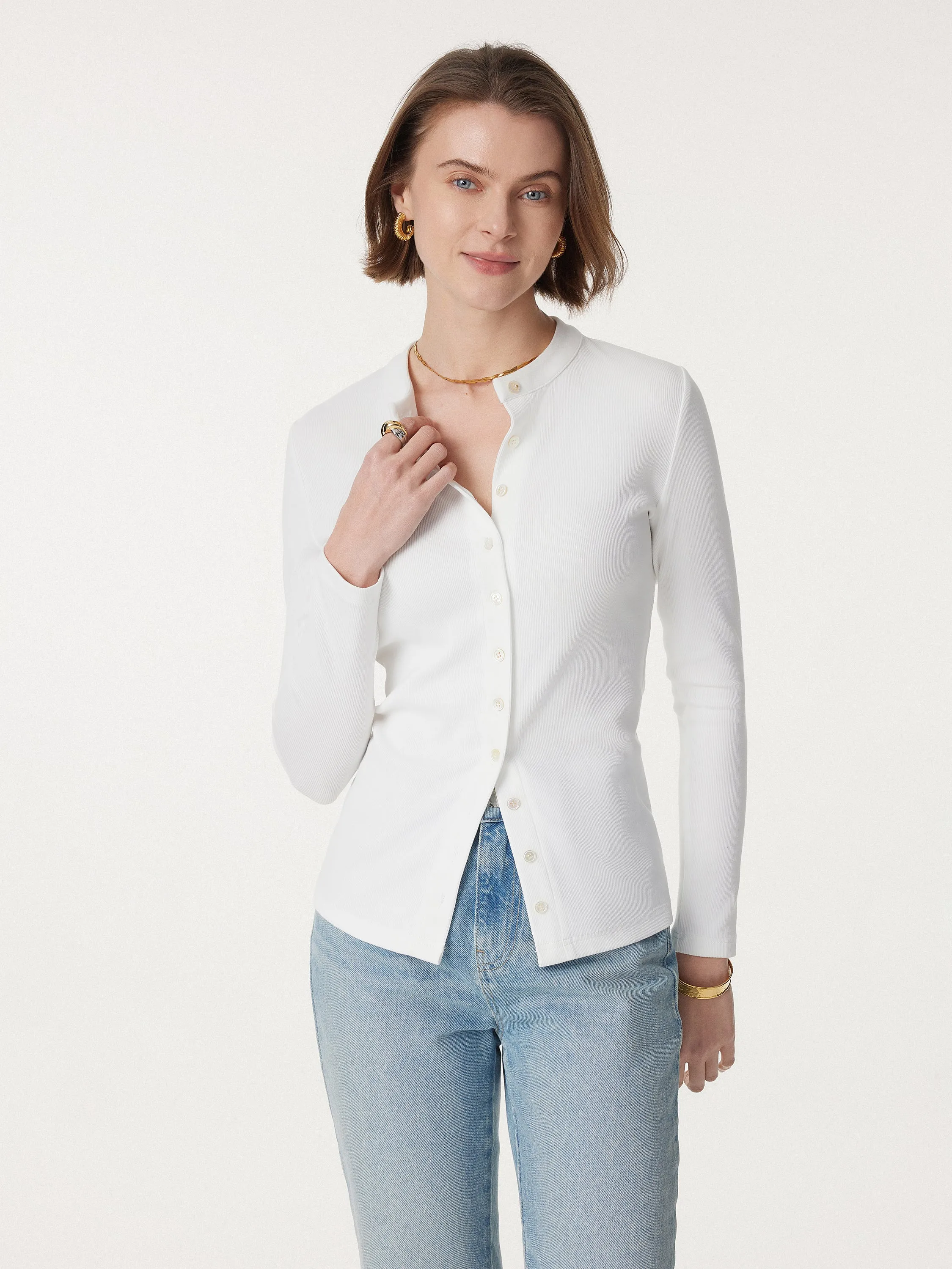 Button-up Long Sleeve Fitted Cardigan sold by ogl move product image thumbnail 4