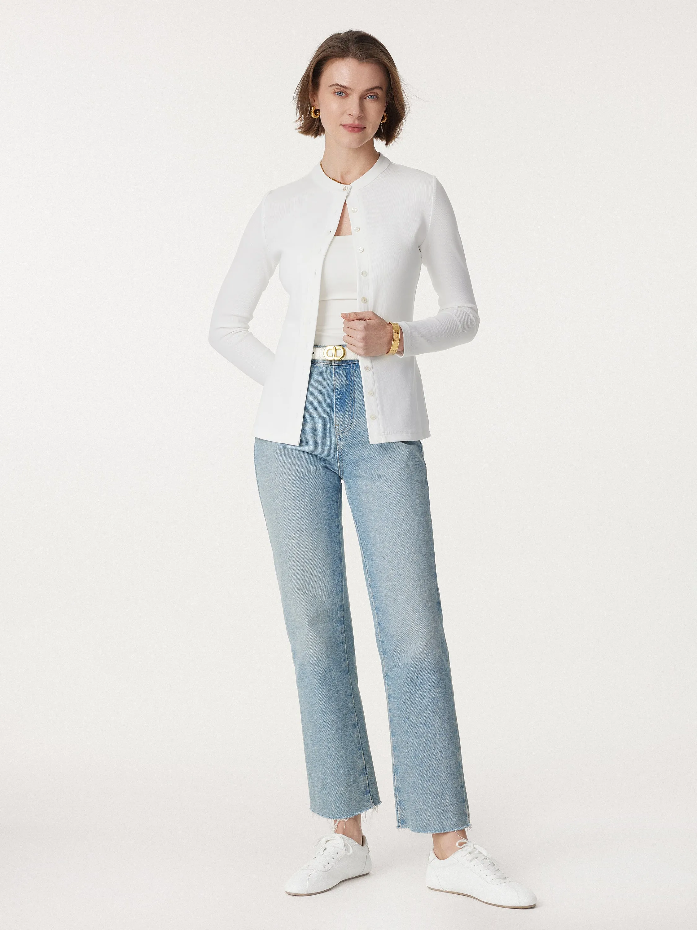 Button-up Long Sleeve Fitted Cardigan sold by ogl move product image thumbnail 5