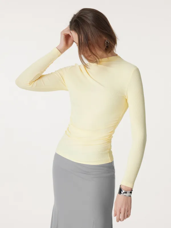Mockneck Side Ruched Slimming Top sold by ogl move