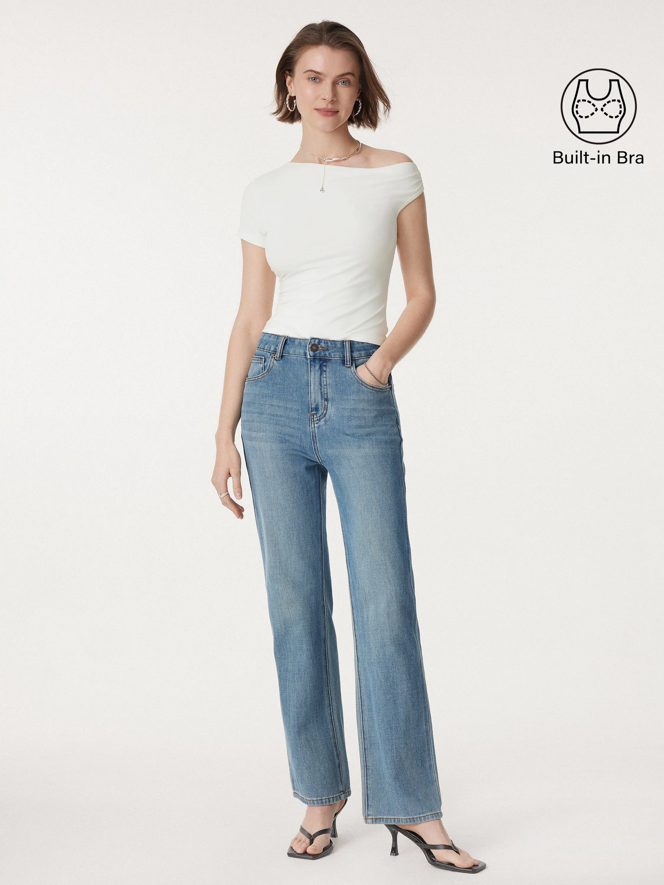 Asymmetrical Cold Shoulder New Airy Brami Top sold by ogl move