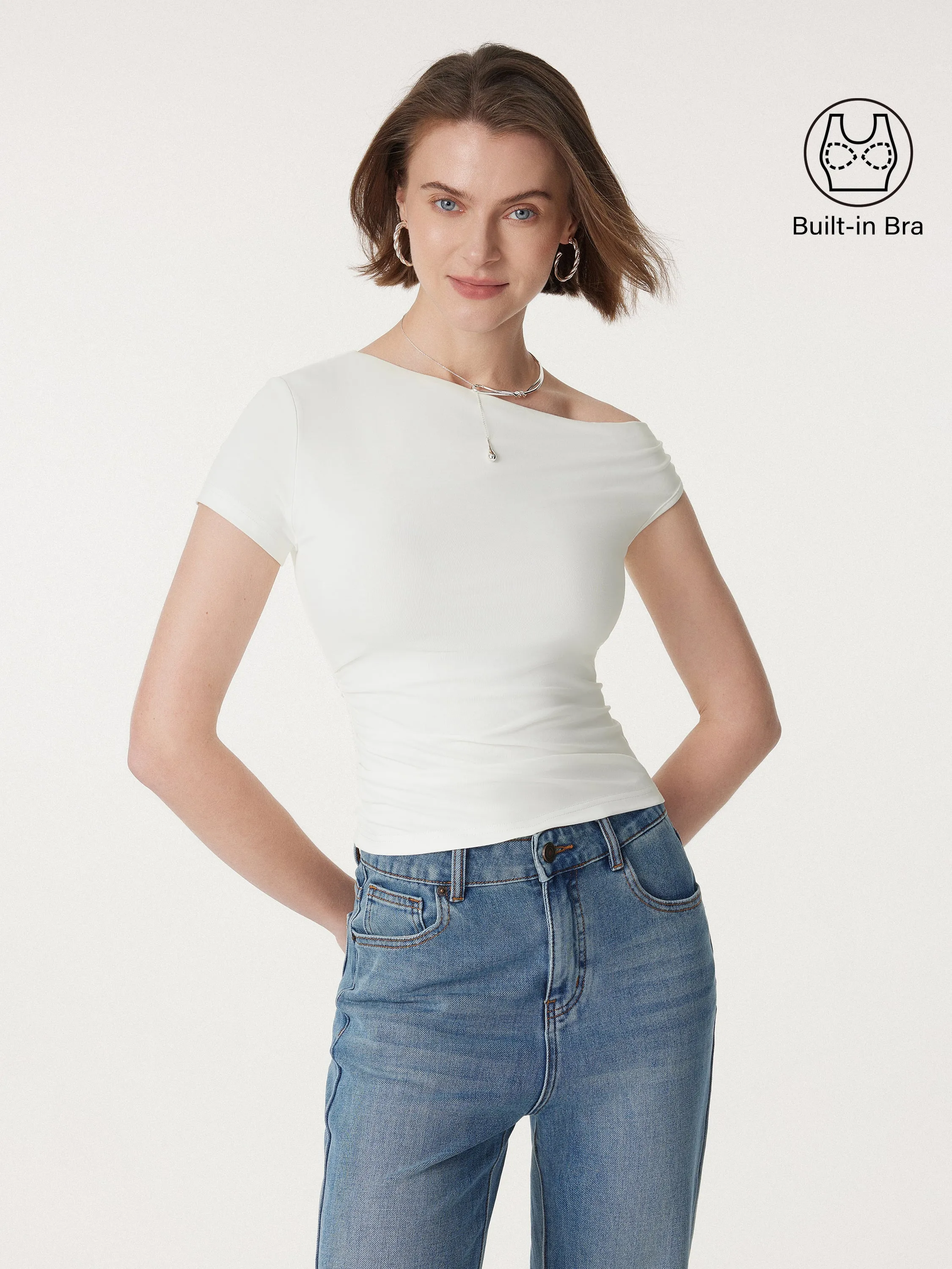 Asymmetrical Cold Shoulder New Airy Brami Top sold by ogl move product image thumbnail 3