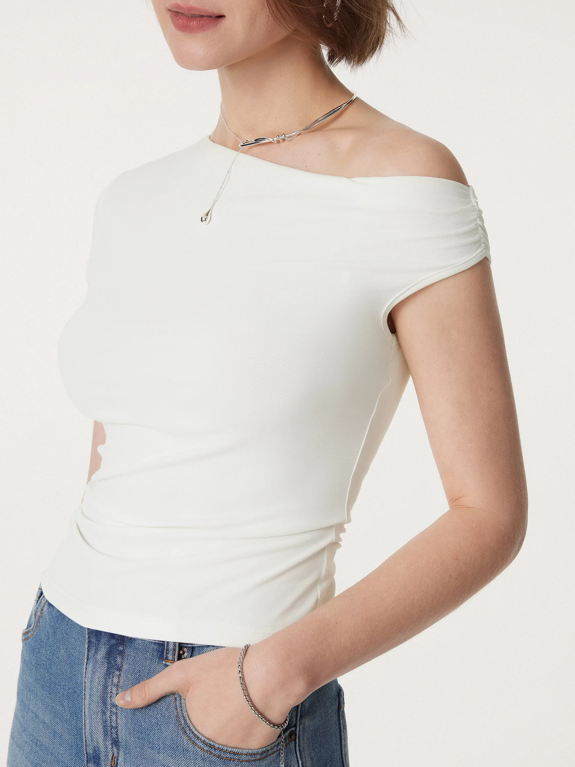 Asymmetrical Cold Shoulder New Airy Brami Top sold by ogl move product image thumbnail 5