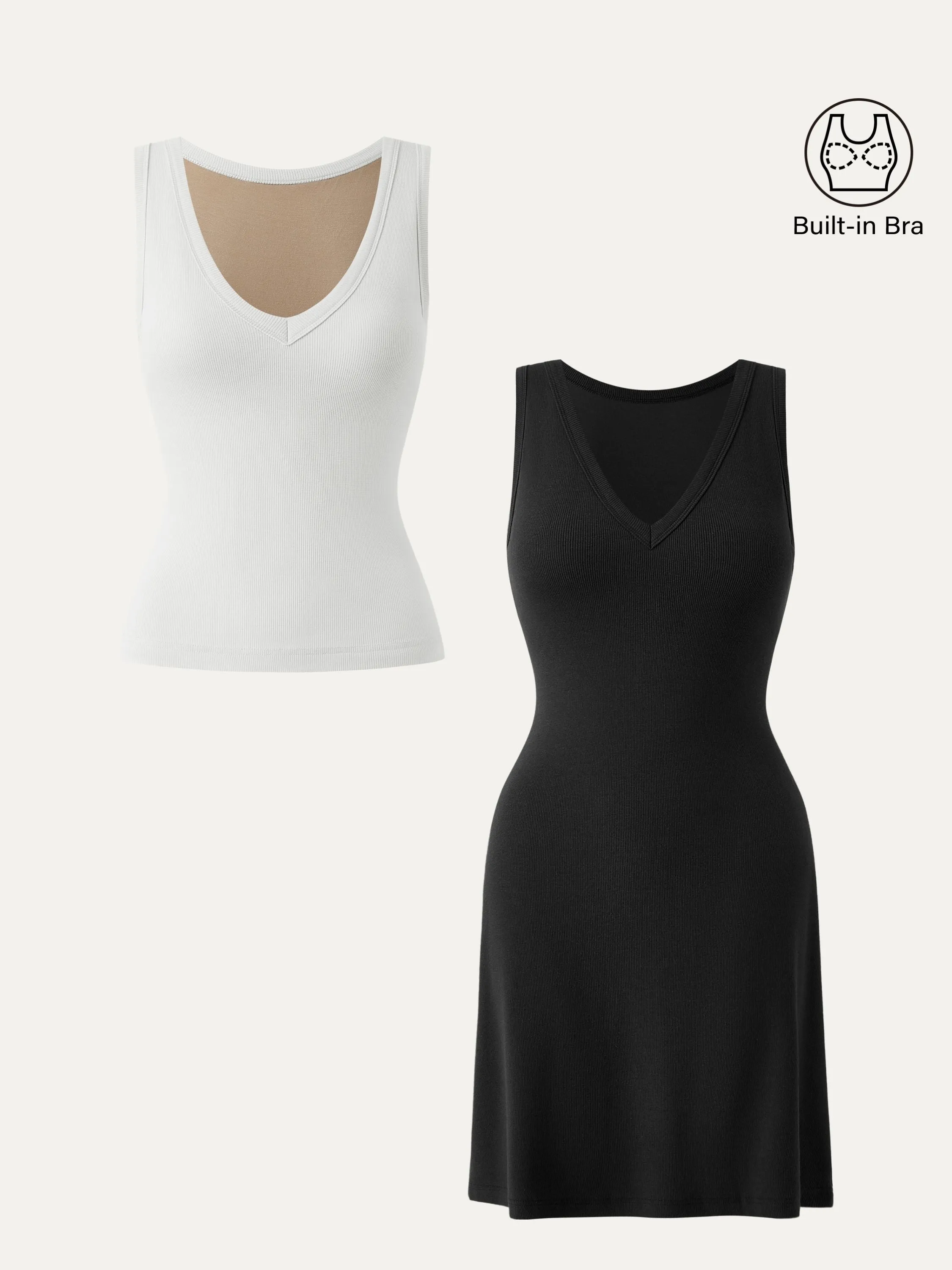 2Pcs Set V-neck Cotton Brami Tank & A-line Brami Tank Dress sold by ogl move product image thumbnail 3