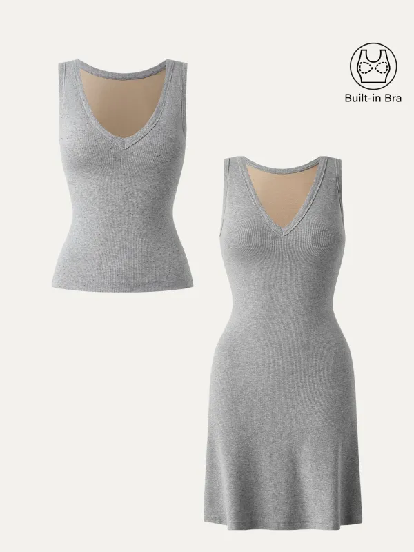 2Pcs Set V-neck Cotton Brami Tank & A-line Brami Tank Dress sold by ogl move