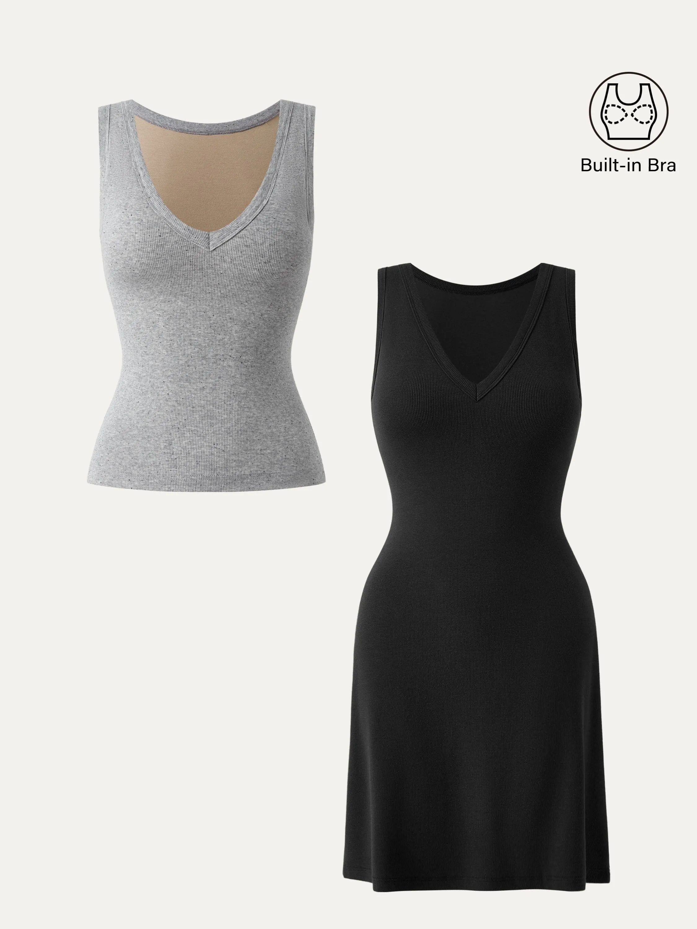 2Pcs Set V-neck Cotton Brami Tank & A-line Brami Tank Dress sold by ogl move product image thumbnail 5