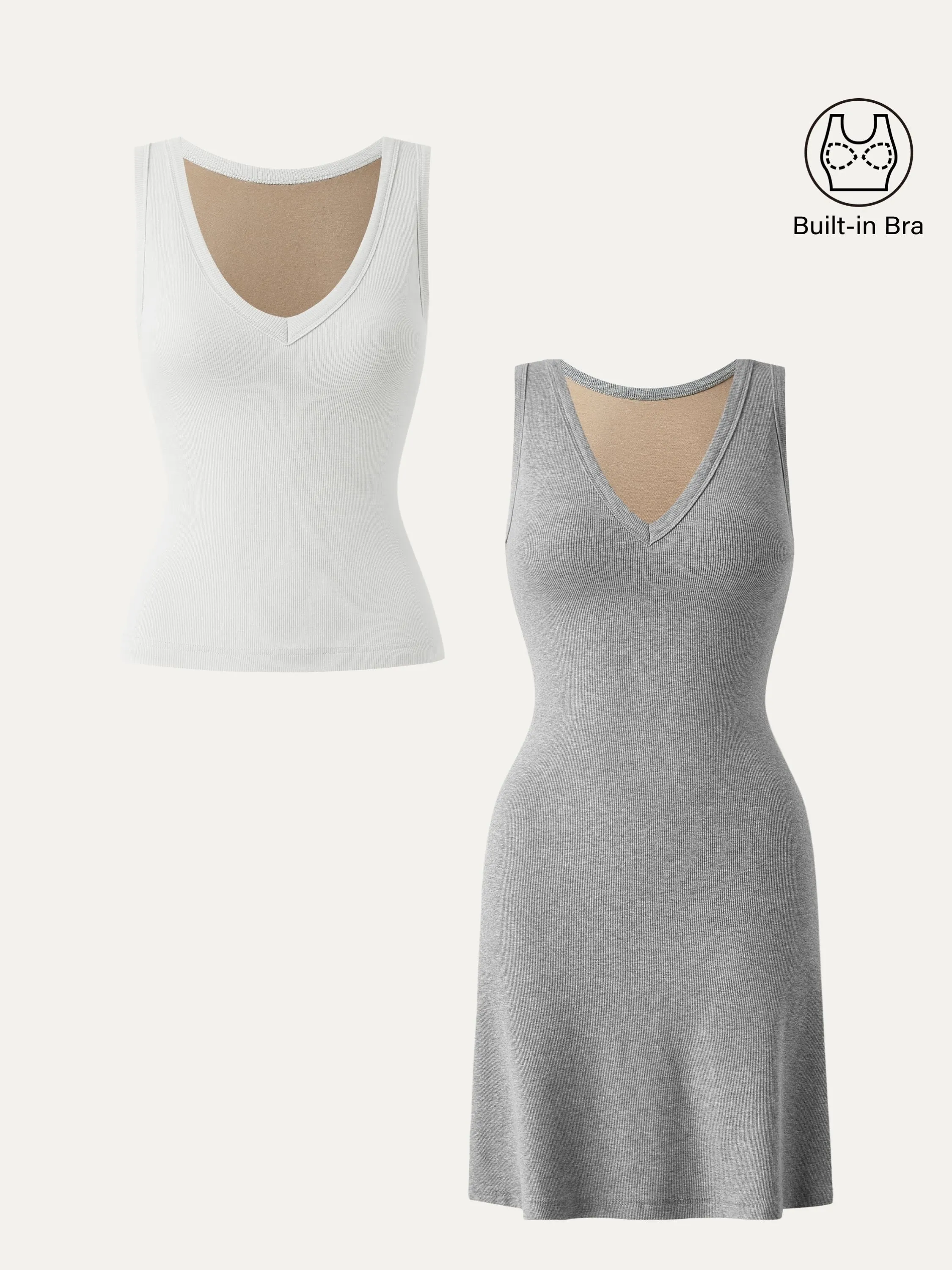 2Pcs Set V-neck Cotton Brami Tank & A-line Brami Tank Dress sold by ogl move product image thumbnail 2