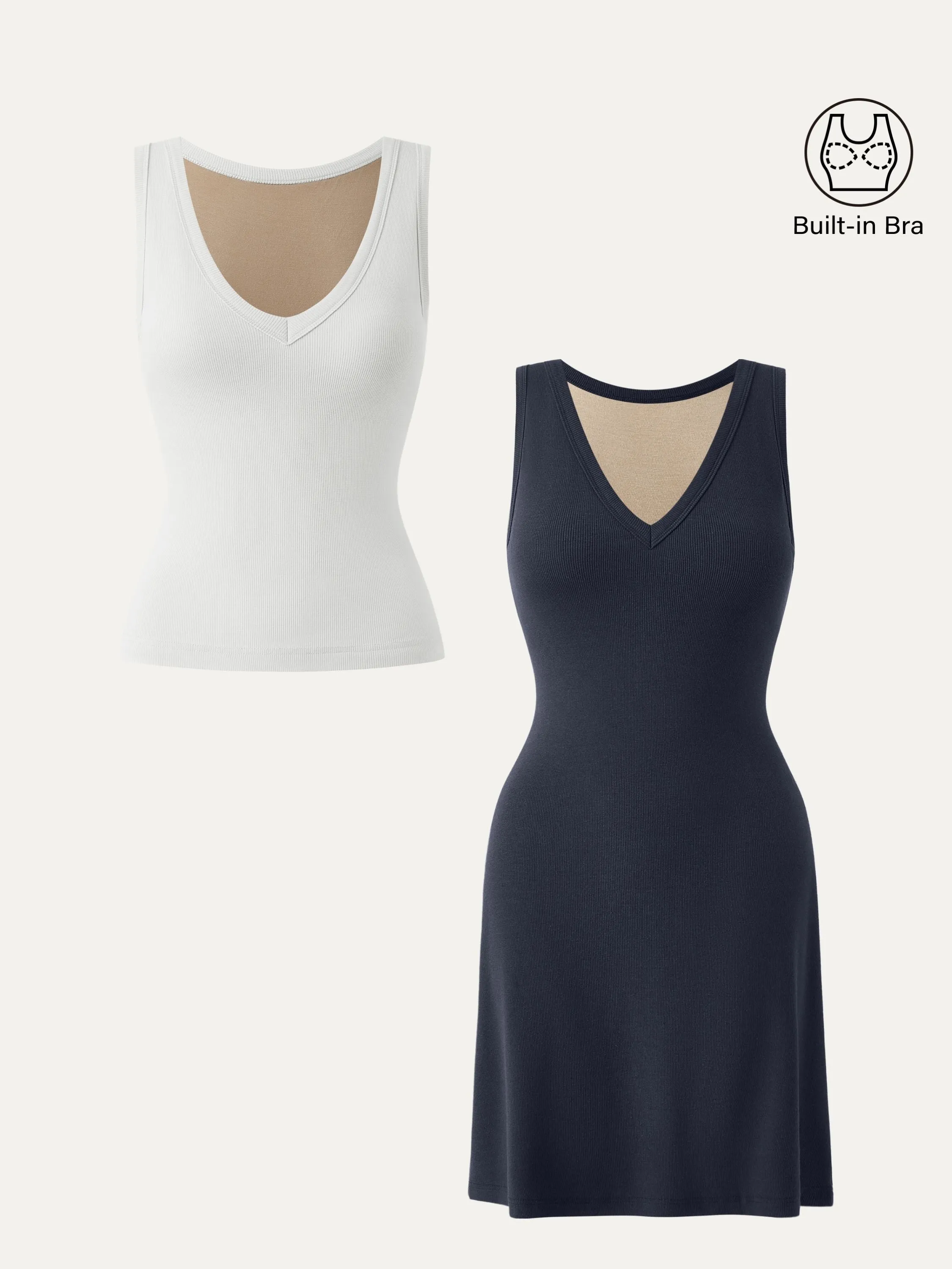 2Pcs Set V-neck Cotton Brami Tank & A-line Brami Tank Dress sold by ogl move product image thumbnail 4