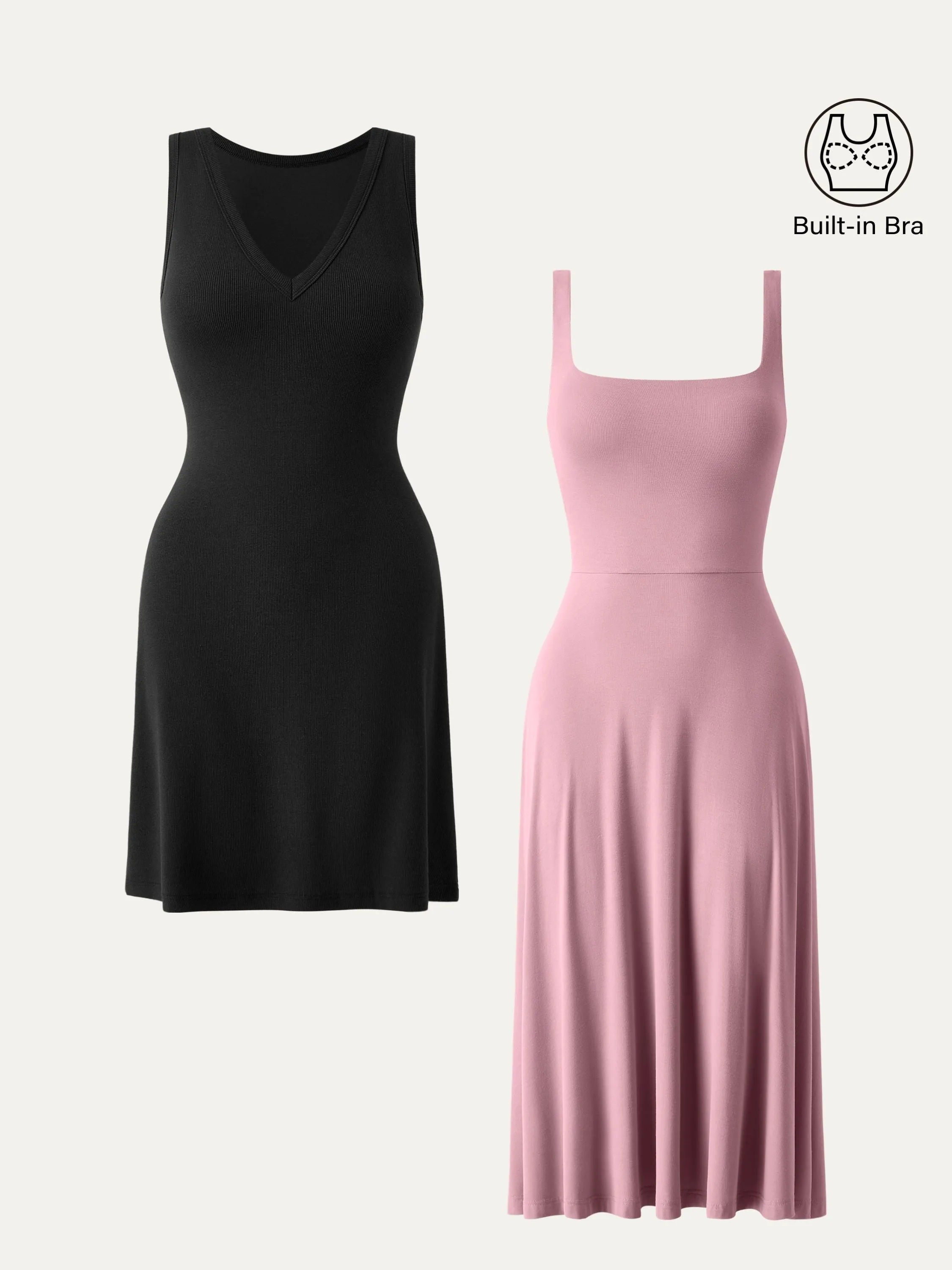 2Pcs Set V-neck Brami Dress & Square Neck Brami Midi Dress sold by ogl move product image thumbnail 4