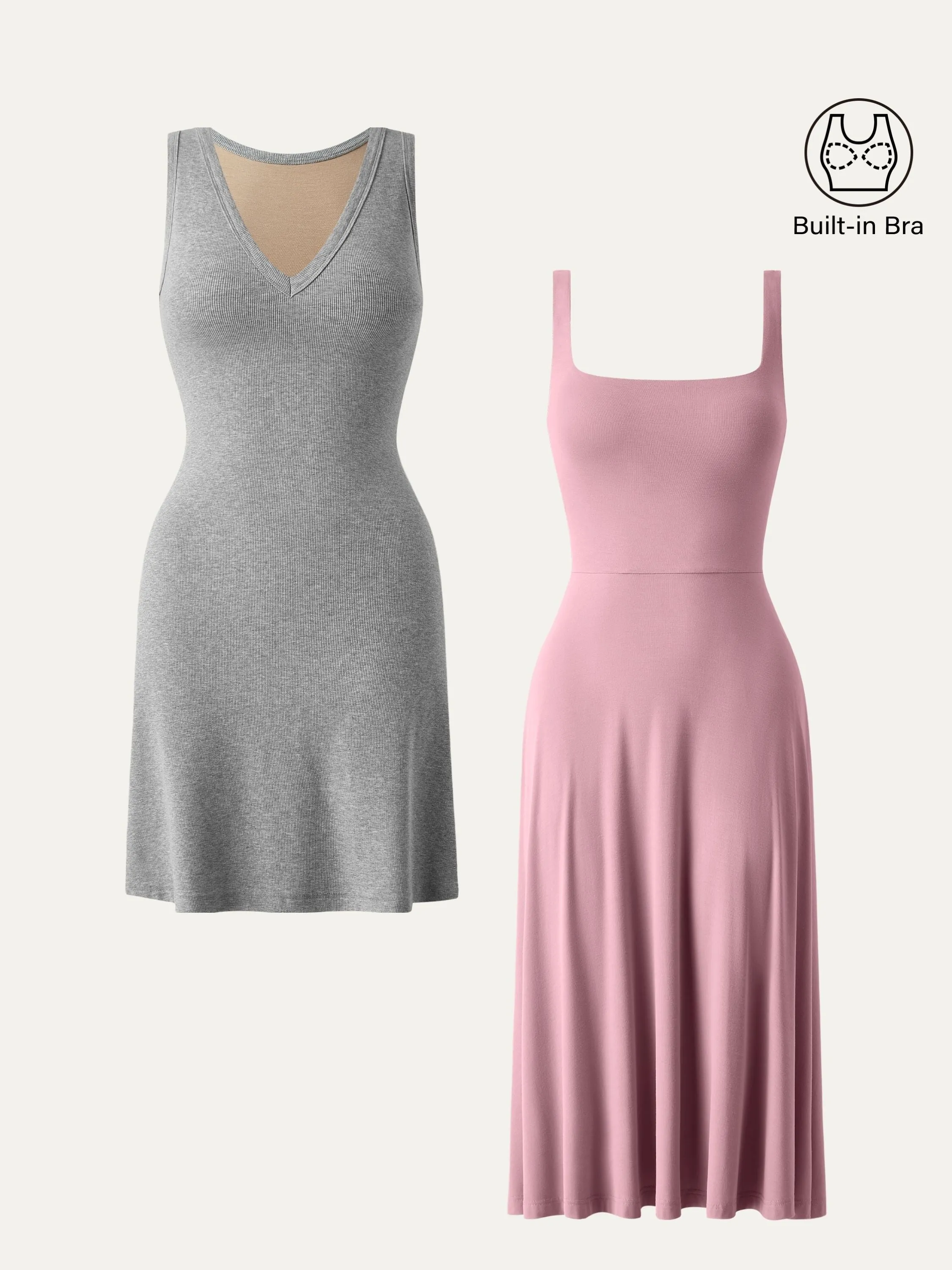2Pcs Set V-neck Brami Dress & Square Neck Brami Midi Dress sold by ogl move