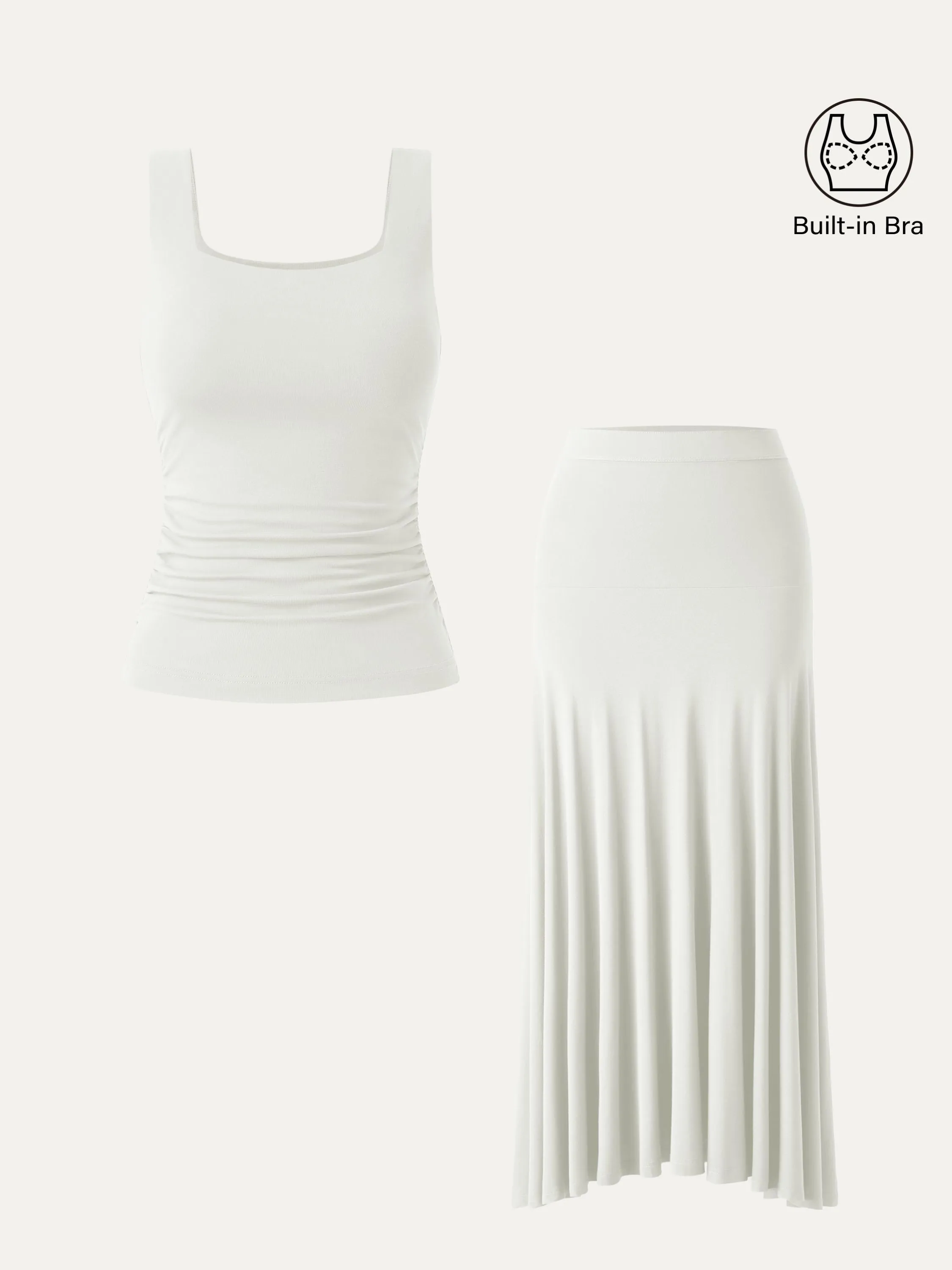 2Pcs Set Square Neck Brami Tank & Full Circle Maxi Skirt sold by ogl move product image thumbnail 3