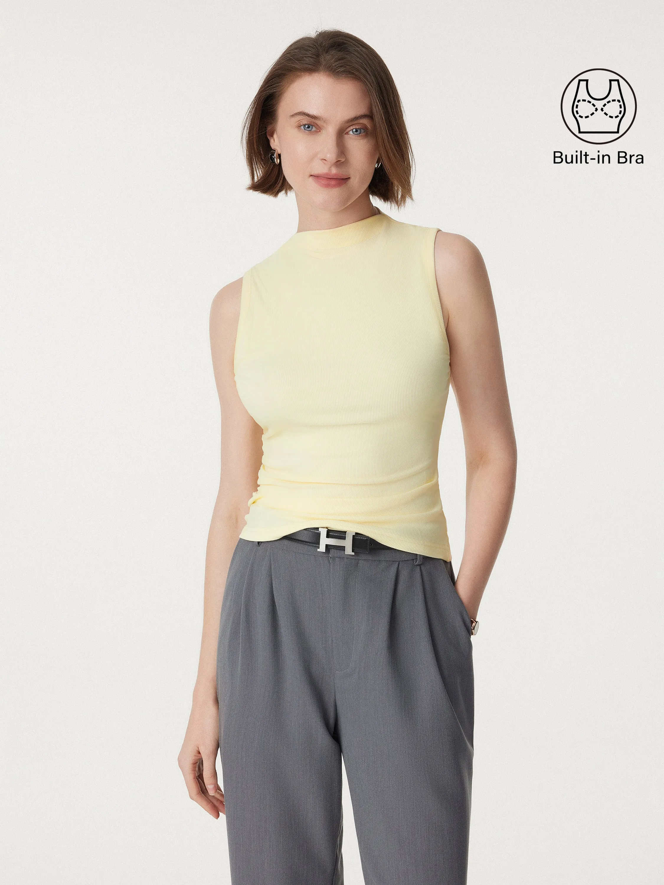 Mockneck Side Ruched Sculpt New Airy Brami Tank sold by ogl move product image thumbnail 4