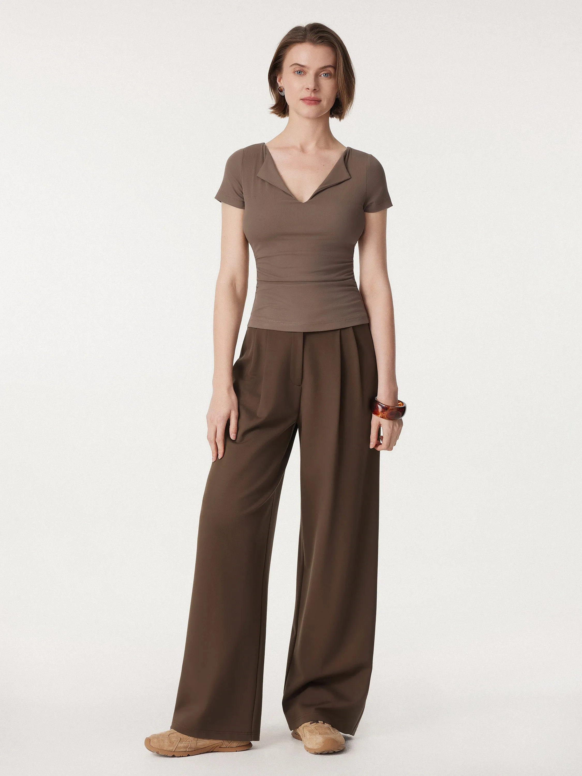 Flapped V-neck Side Ruched New Airy Brami Tee sold by OGLmove product image thumbnail 4