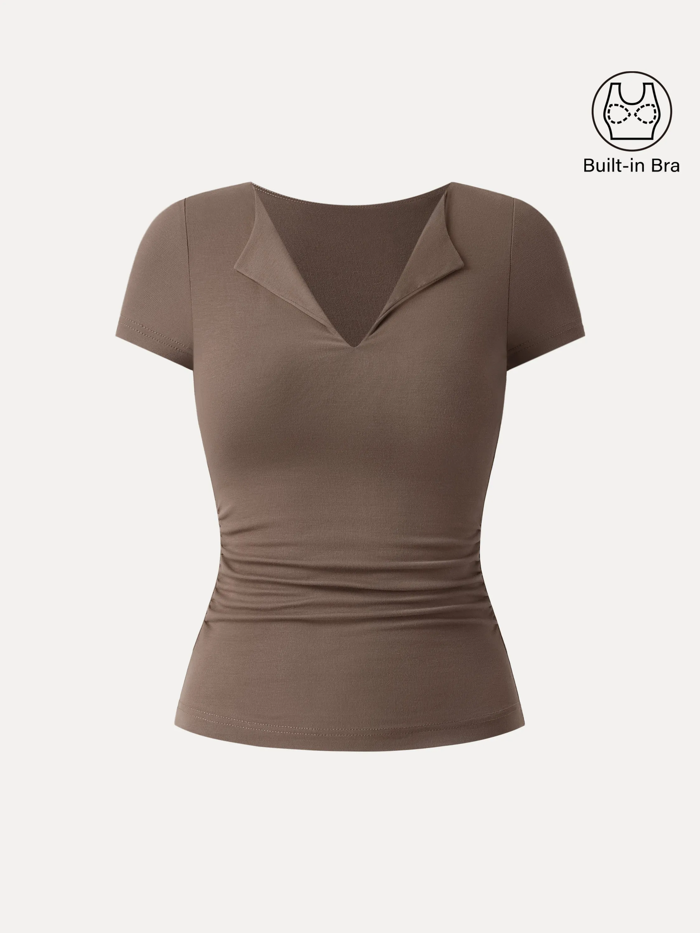Flapped V-neck Side Ruched New Airy Brami Tee sold by OGLmove product image thumbnail 2