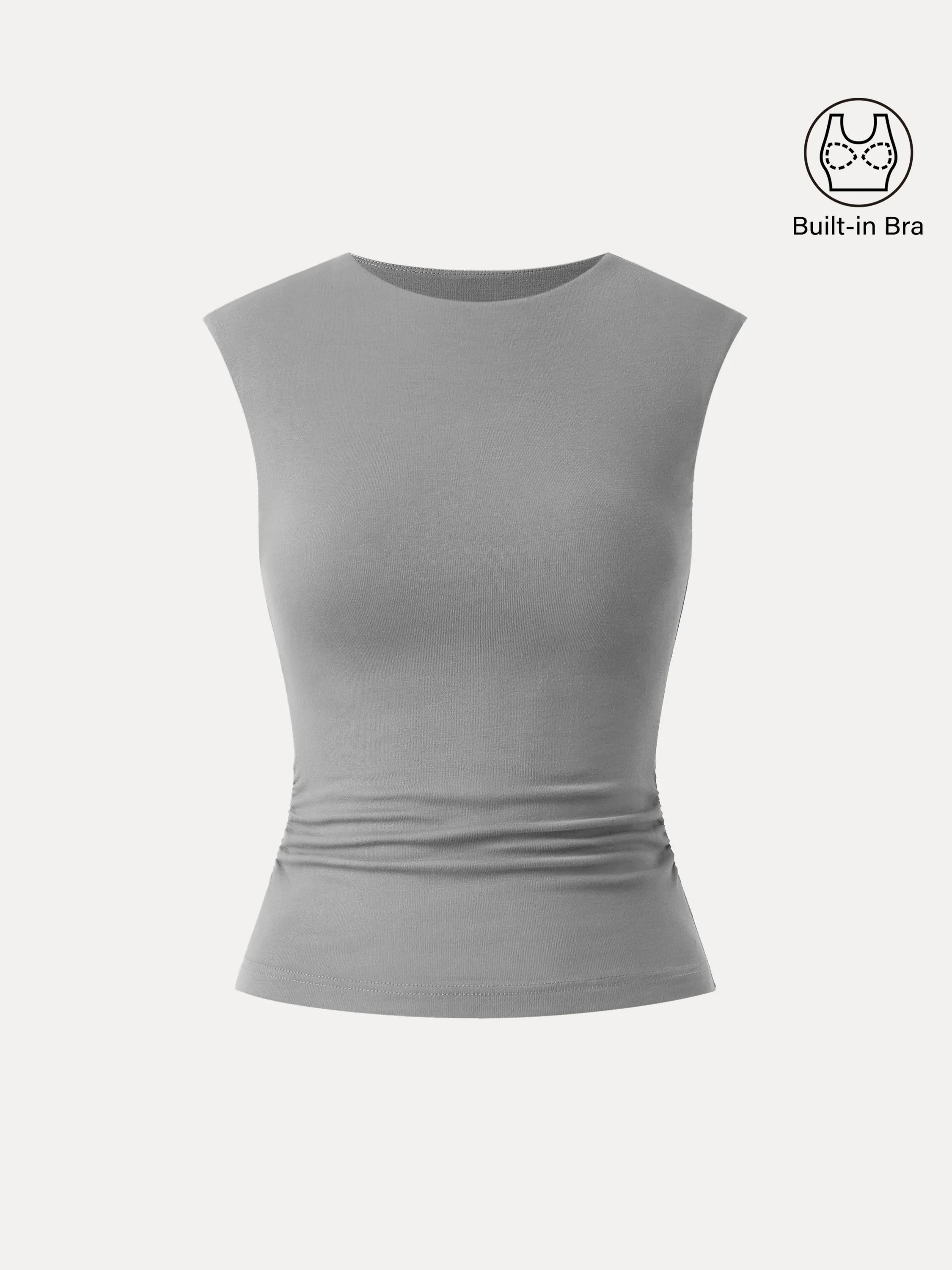 Sleek Crewneck Side Ruched Slimming Brami Tank sold by ogl move product image thumbnail 3