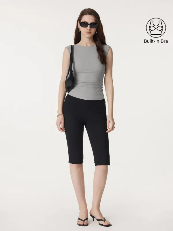 Sleek Crewneck Side Ruched Slimming Brami Tank sold by ogl move