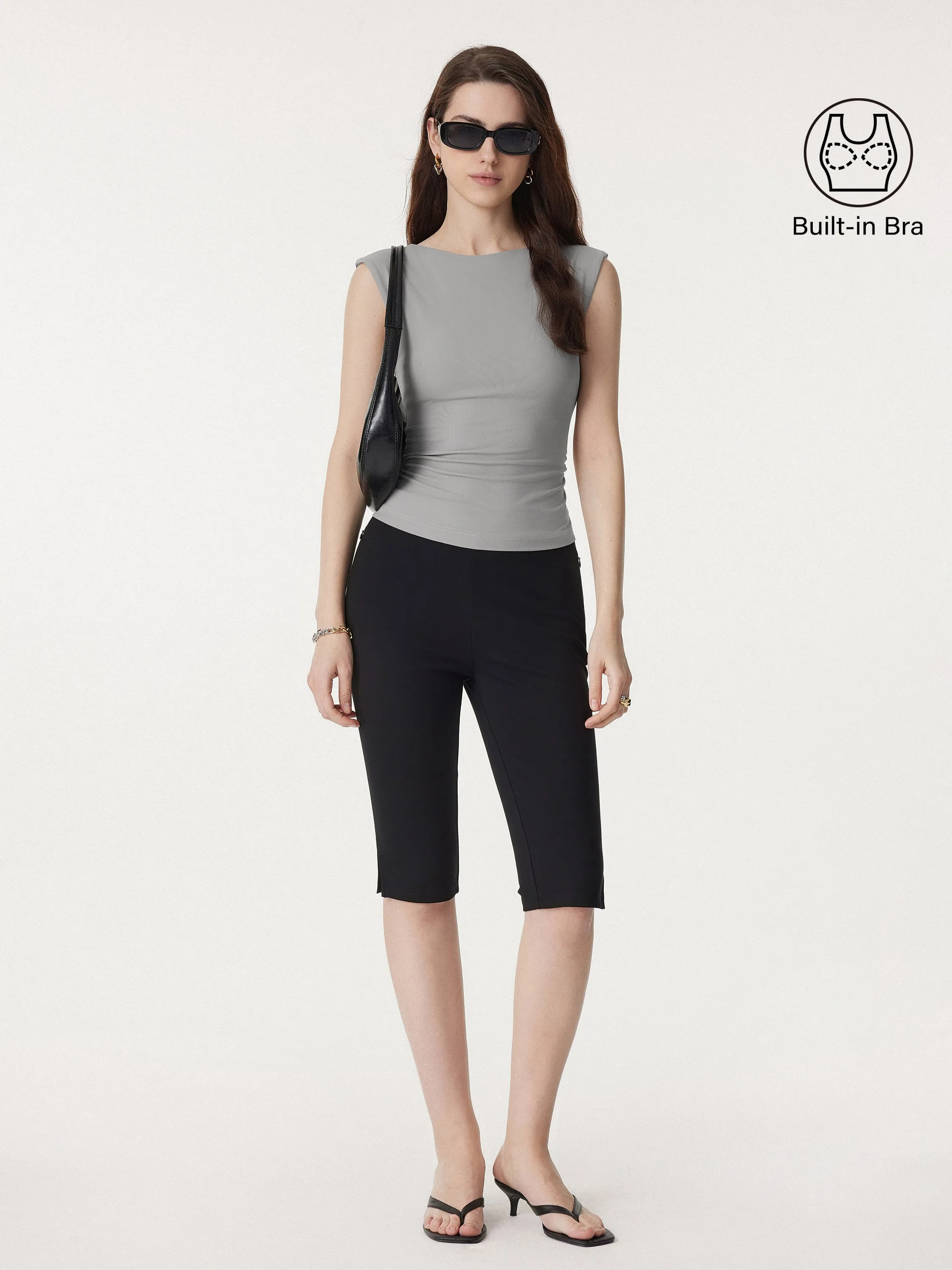 Sleek Crewneck Side Ruched Slimming Brami Tank sold by ogl move