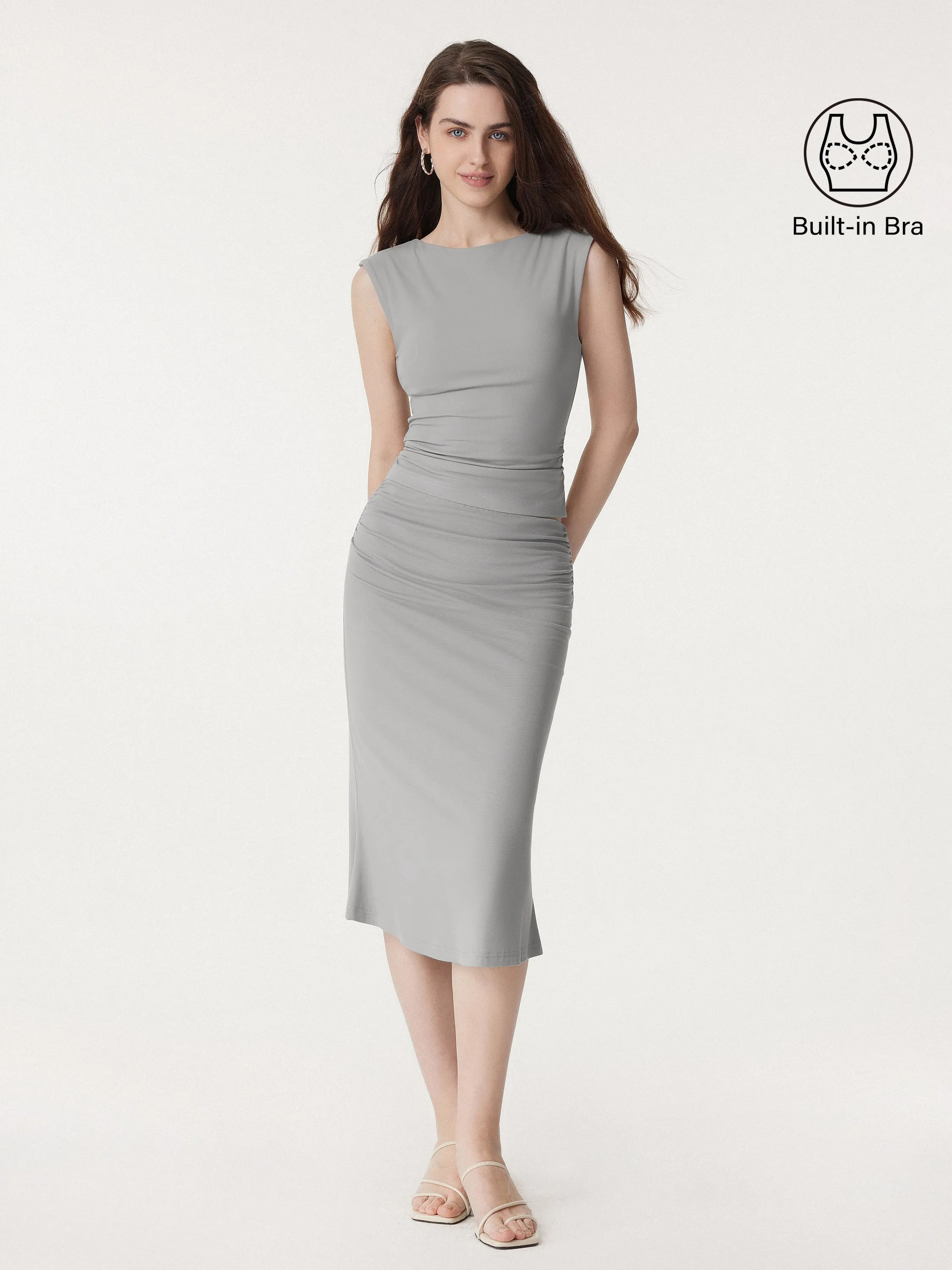 Sleek Crewneck Side Ruched Slimming Brami Tank sold by ogl move product image thumbnail 5