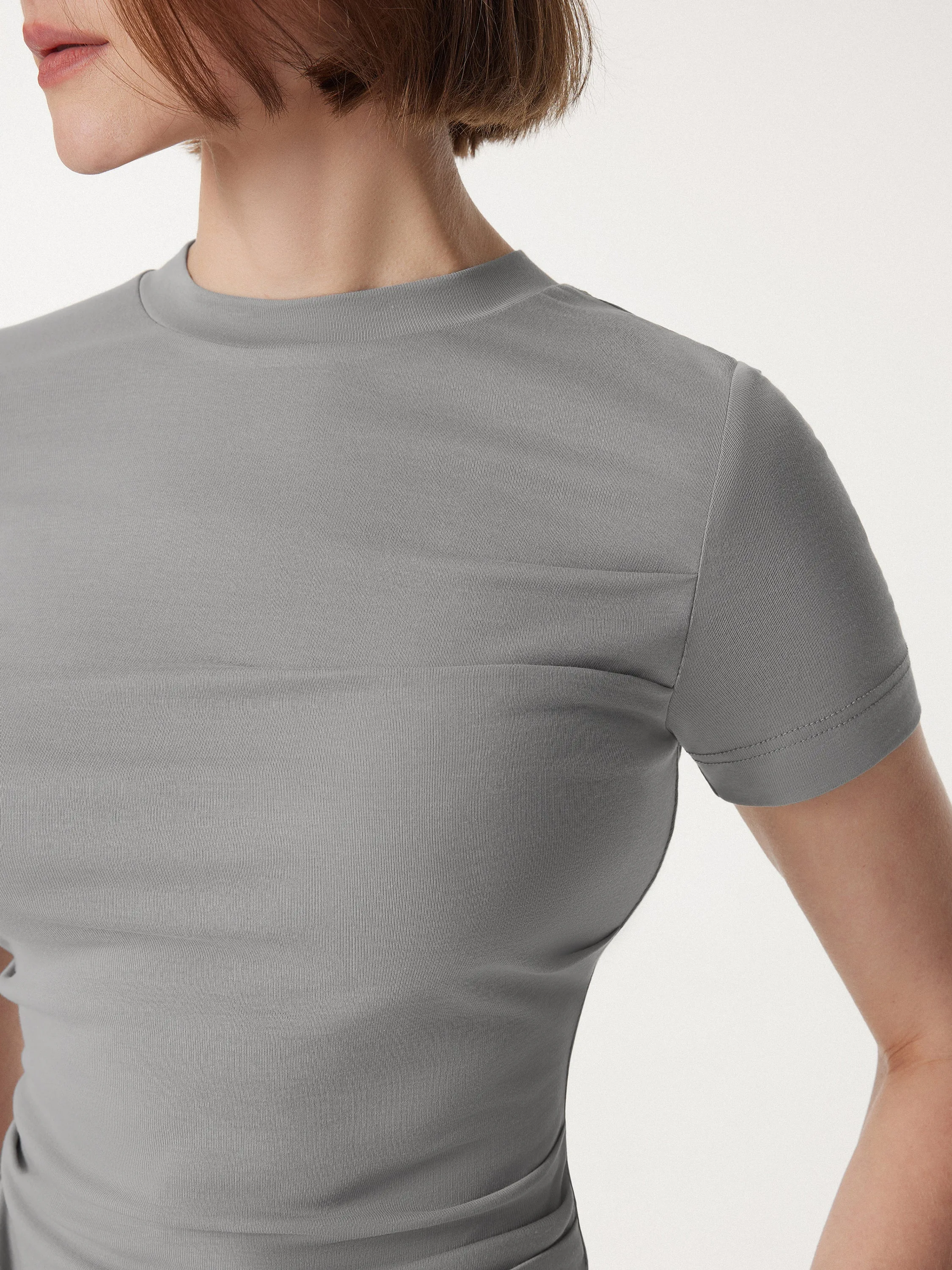 Crewneck Side Ruched Fitted Tee sold by ogl move product image thumbnail 5