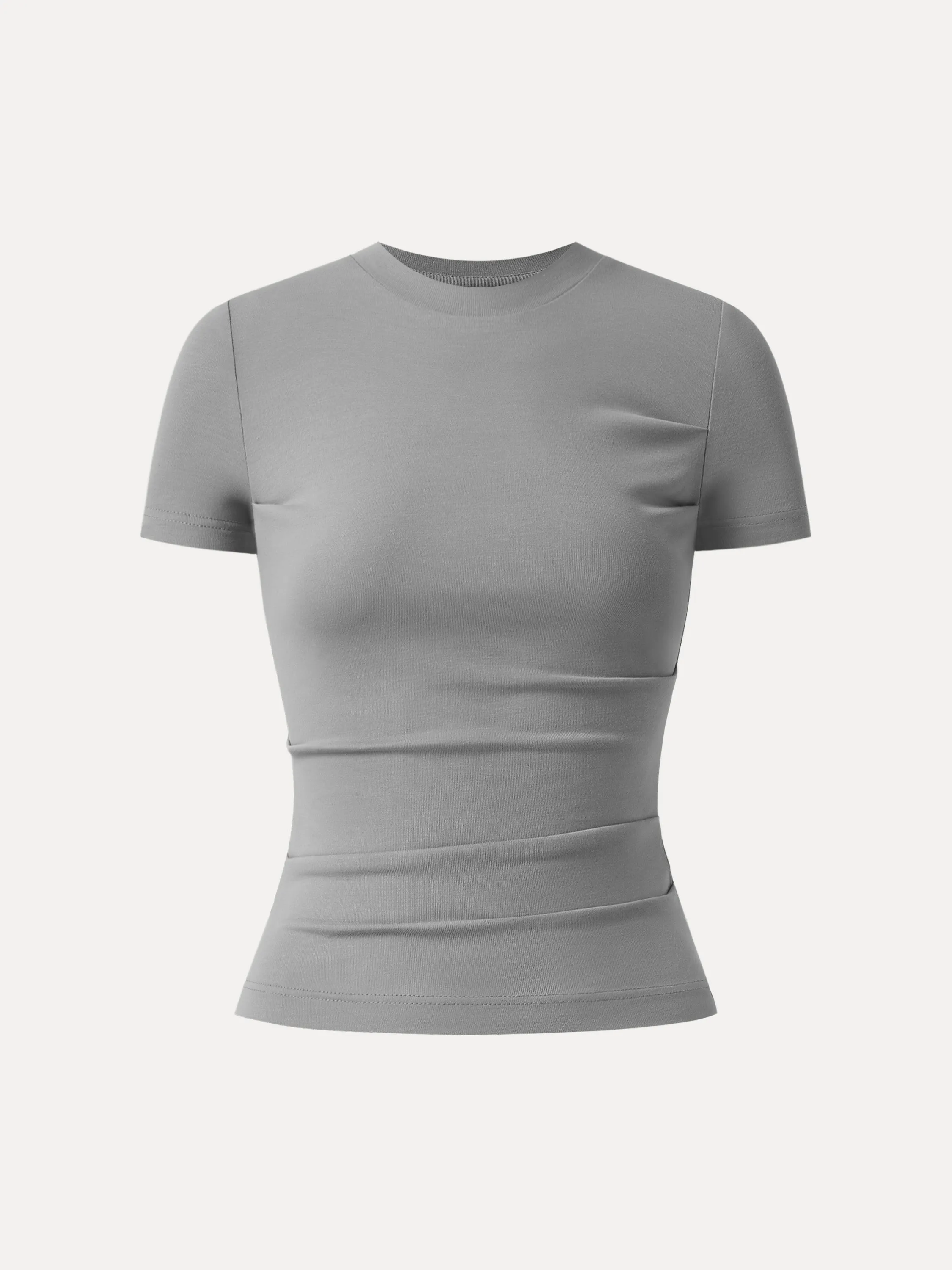 Crewneck Side Ruched Fitted Tee sold by ogl move product image thumbnail 2