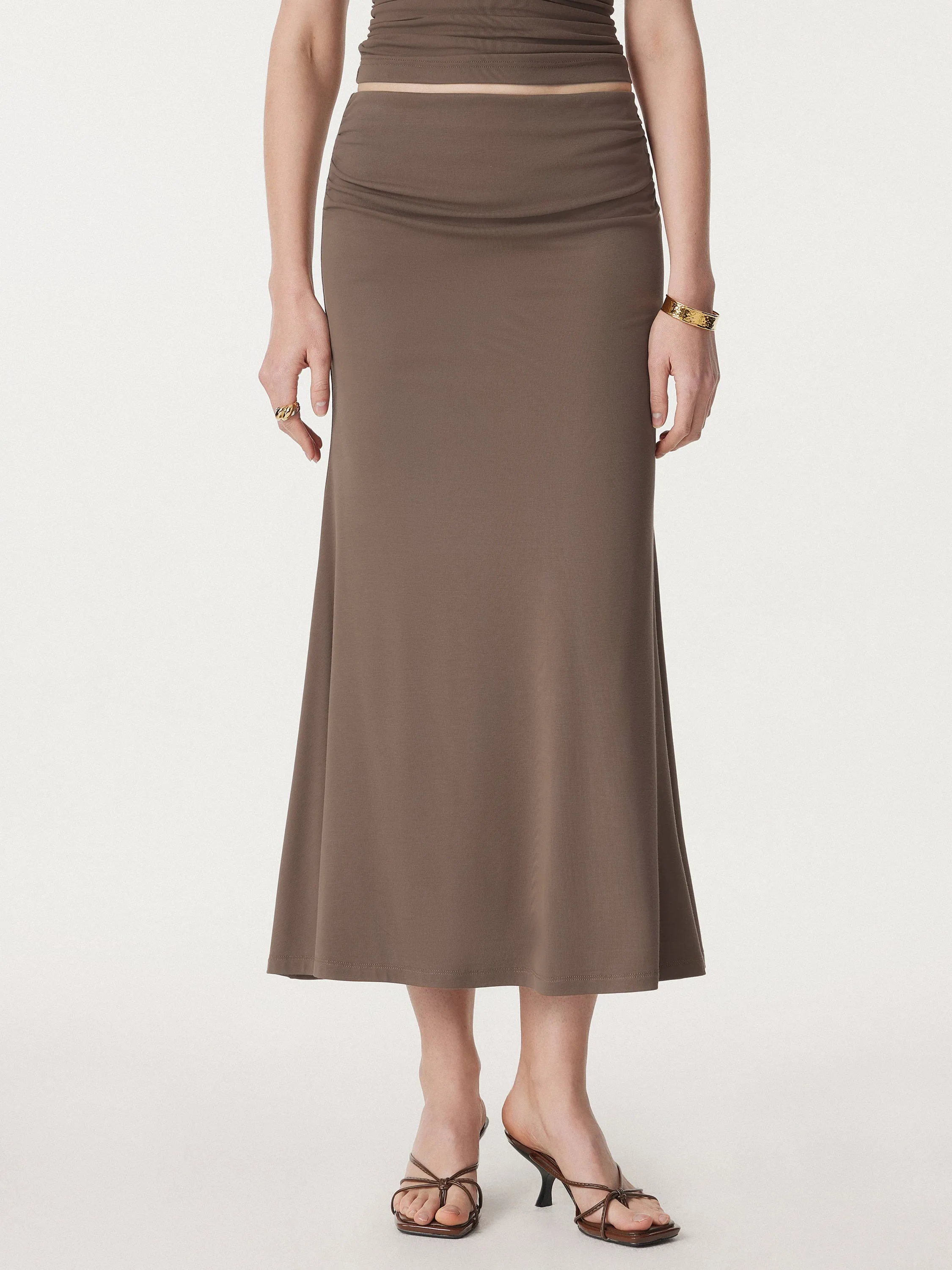 Classic Side Ruched Mermaid Maxi Skirt sold by ogl move product image thumbnail 5