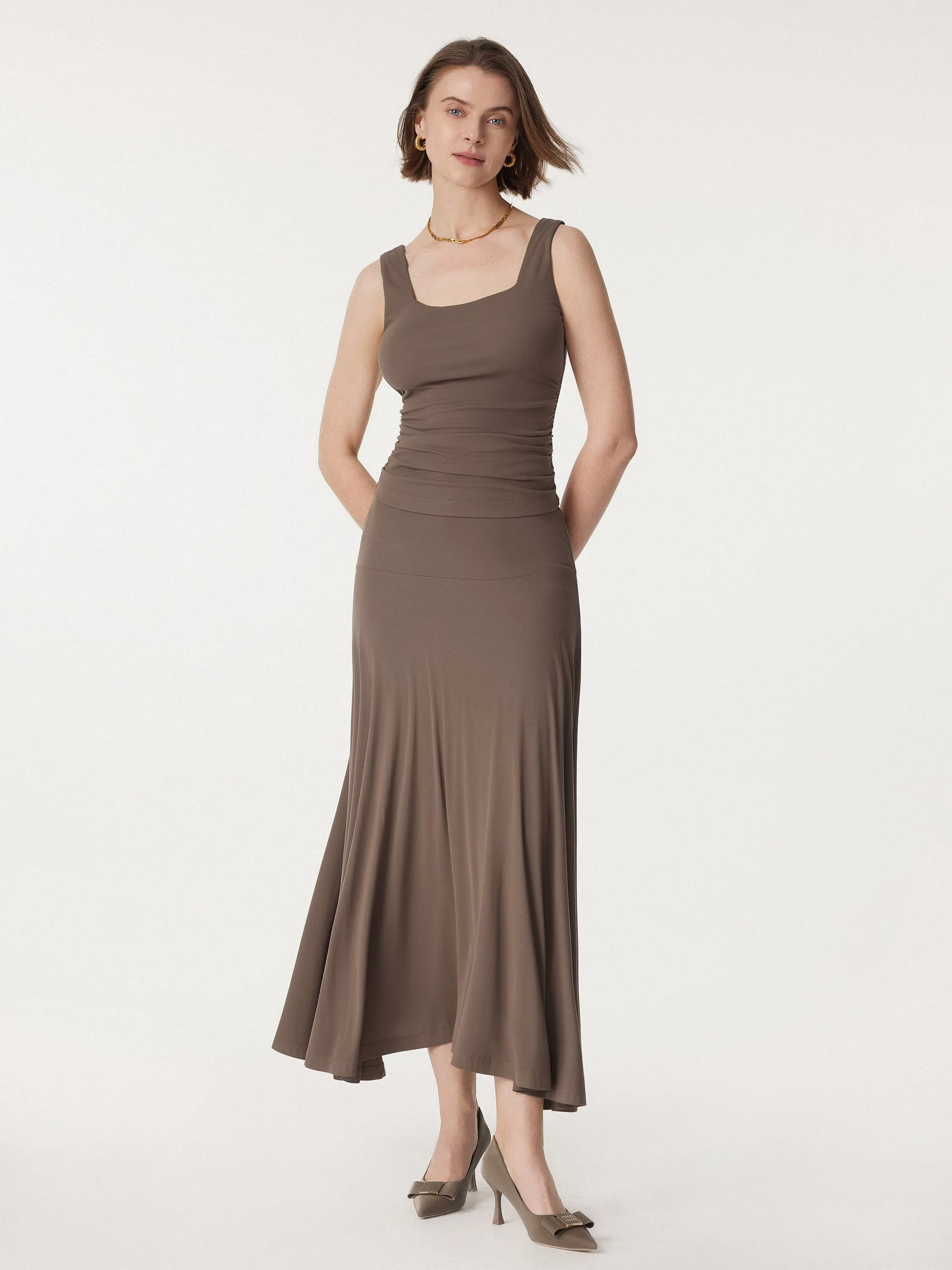 Airy Square Neck Side Ruched Brami Tank sold by ogl move product image thumbnail 5