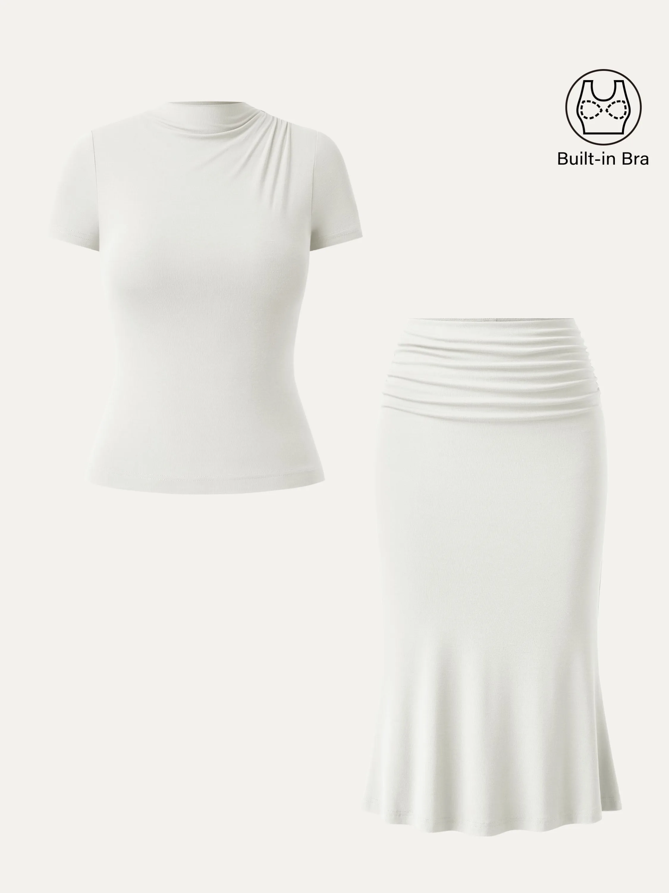 2Pcs Set Mockneck Brami Tee & Mermaid Midi Skirt sold by ogl move product image thumbnail 5